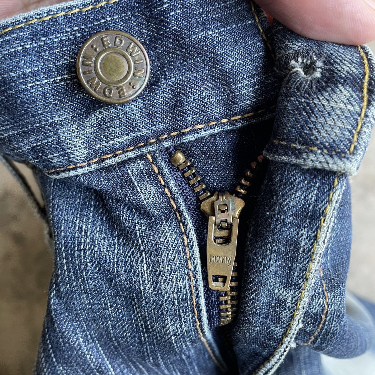 Edwin 🔥Vintage Edwin 503 Stoned Washed Ripped Distress Denim Jeans Size US 33 - 12 Thumbnail