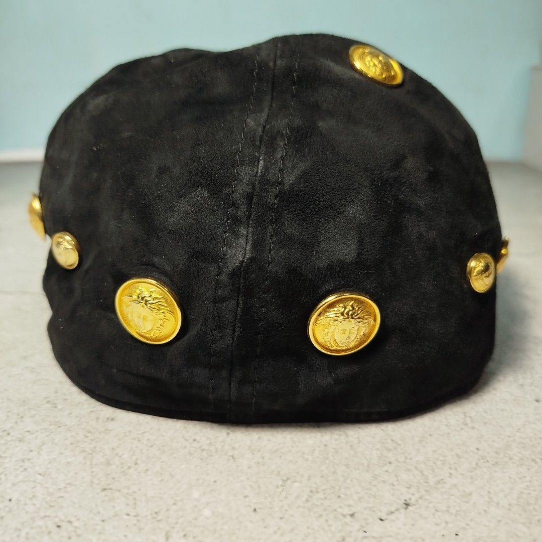 Versace Gianni Versace Black Suede Medusa Hat Size ONE SIZE - 6 Thumbnail