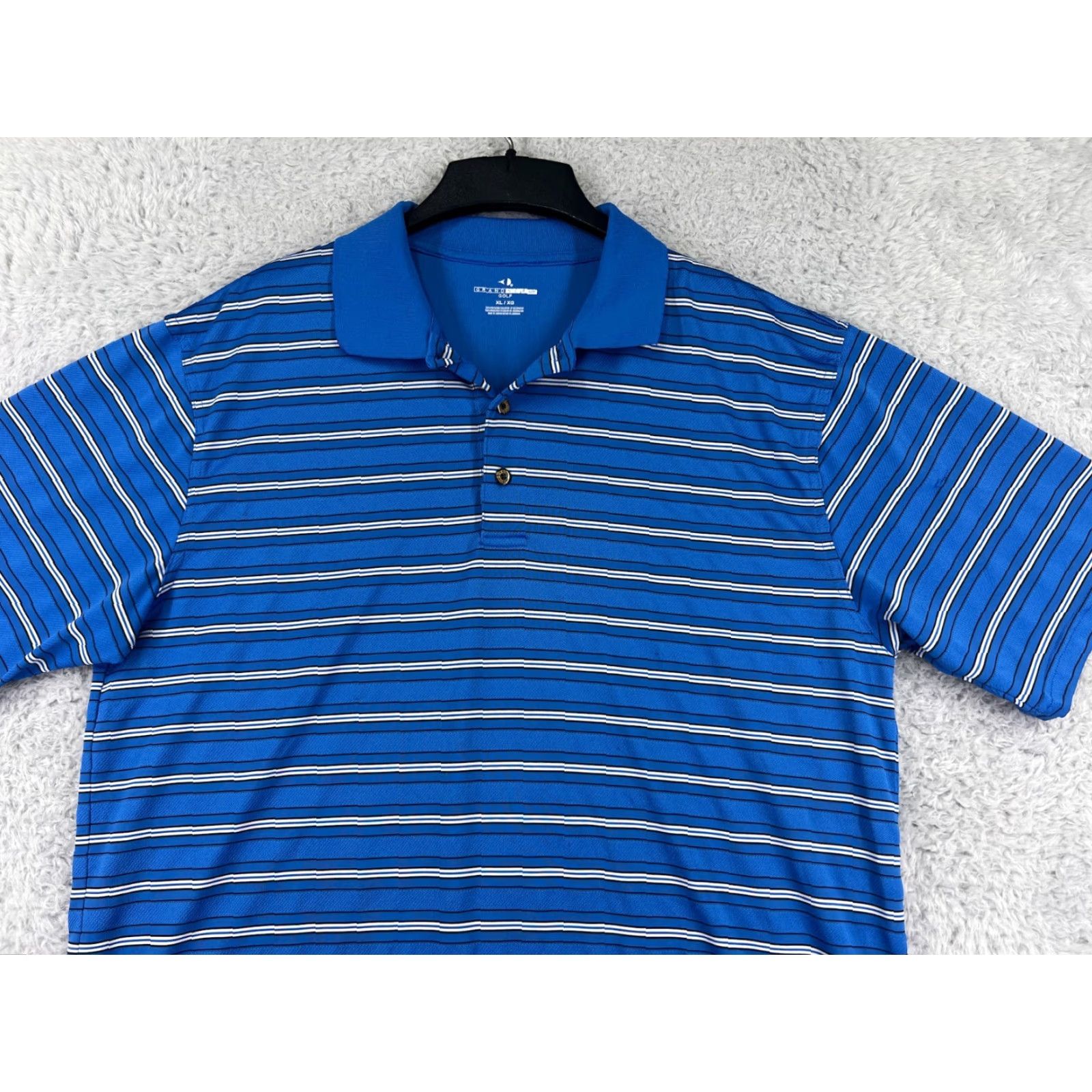 Vintage Grand Slam Polo Shirt Mens XL Blue Striped 100% Polyester Golf Polo Shirt Mens XL Blue Striped Size US XL / EU 56 / 4 - 4 Thumbnail
