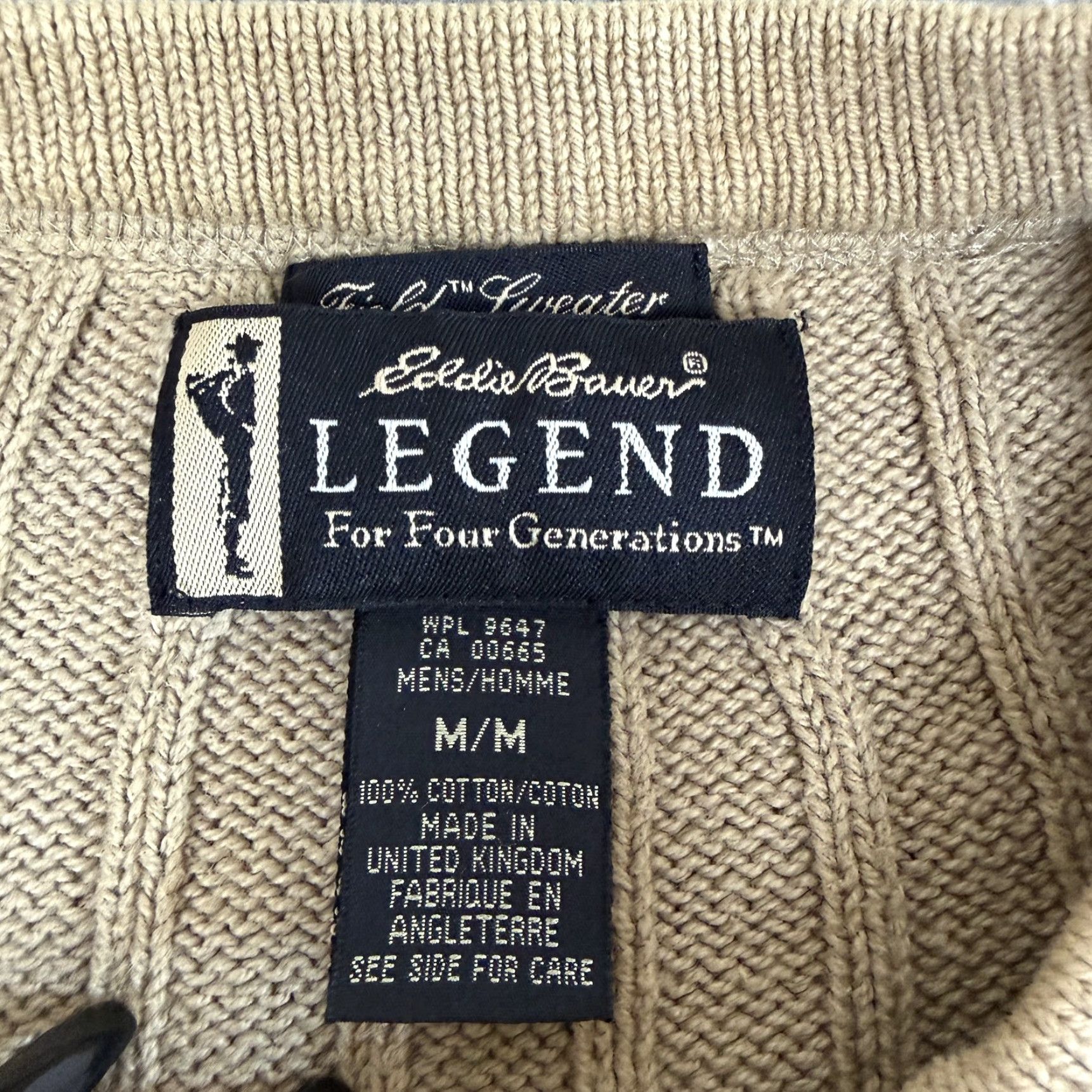 Eddie Bauer Eddie Bauer Legend Sweater Mens M Beige Cotton Crewneck Knit with Pockets UK Size US M / EU 48-50 / 2 - 4 Thumbnail