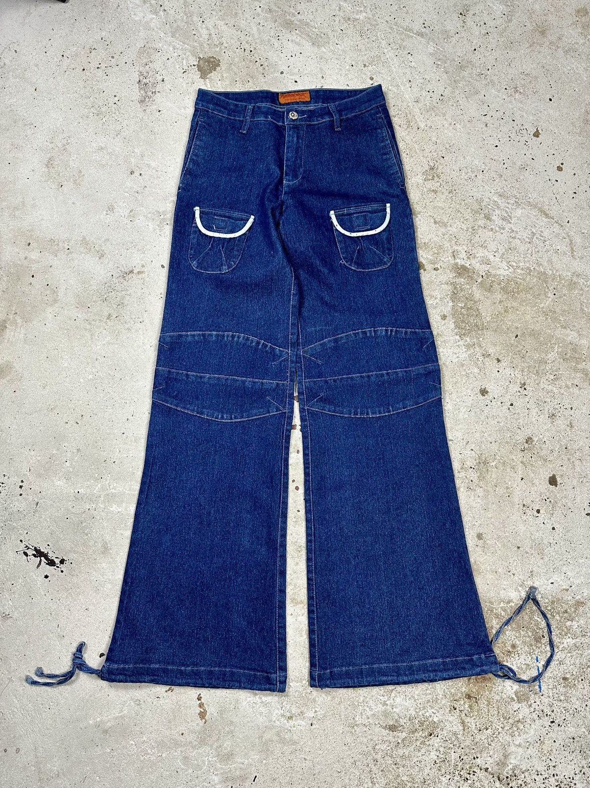 If Six Was Nine Vintage Y2K FLARE Cargo Japanese Style Denim Pants Jeans Size US 27 - 4 Thumbnail