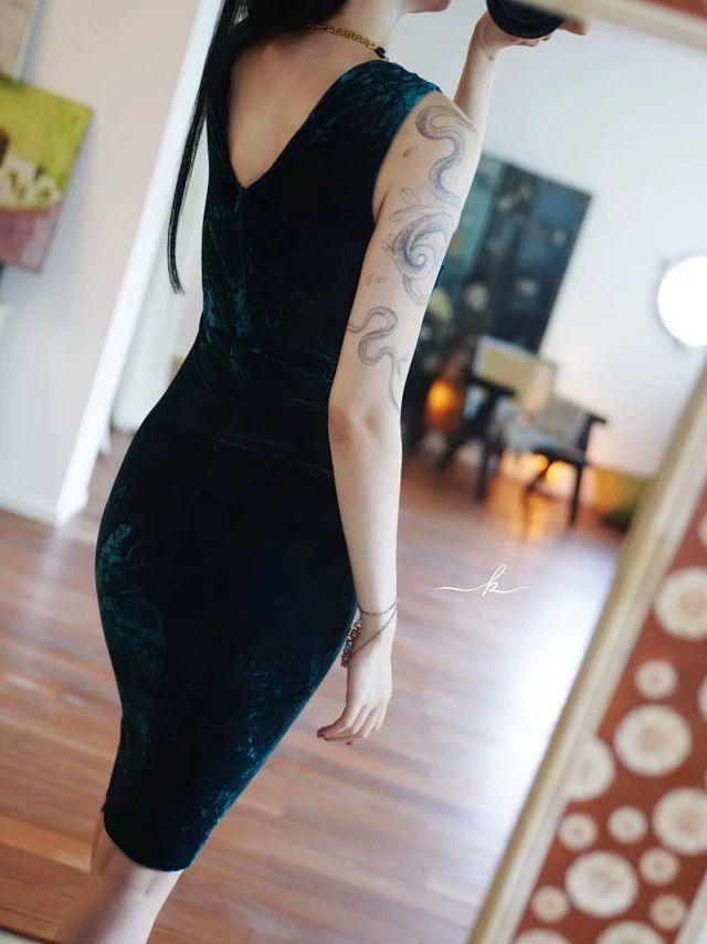 Jean Paul Gaultier JPG Vintage Blue Velvet Pleated Fitted Dress Size M / US 6-8 / IT 42-44 - 5 Thumbnail