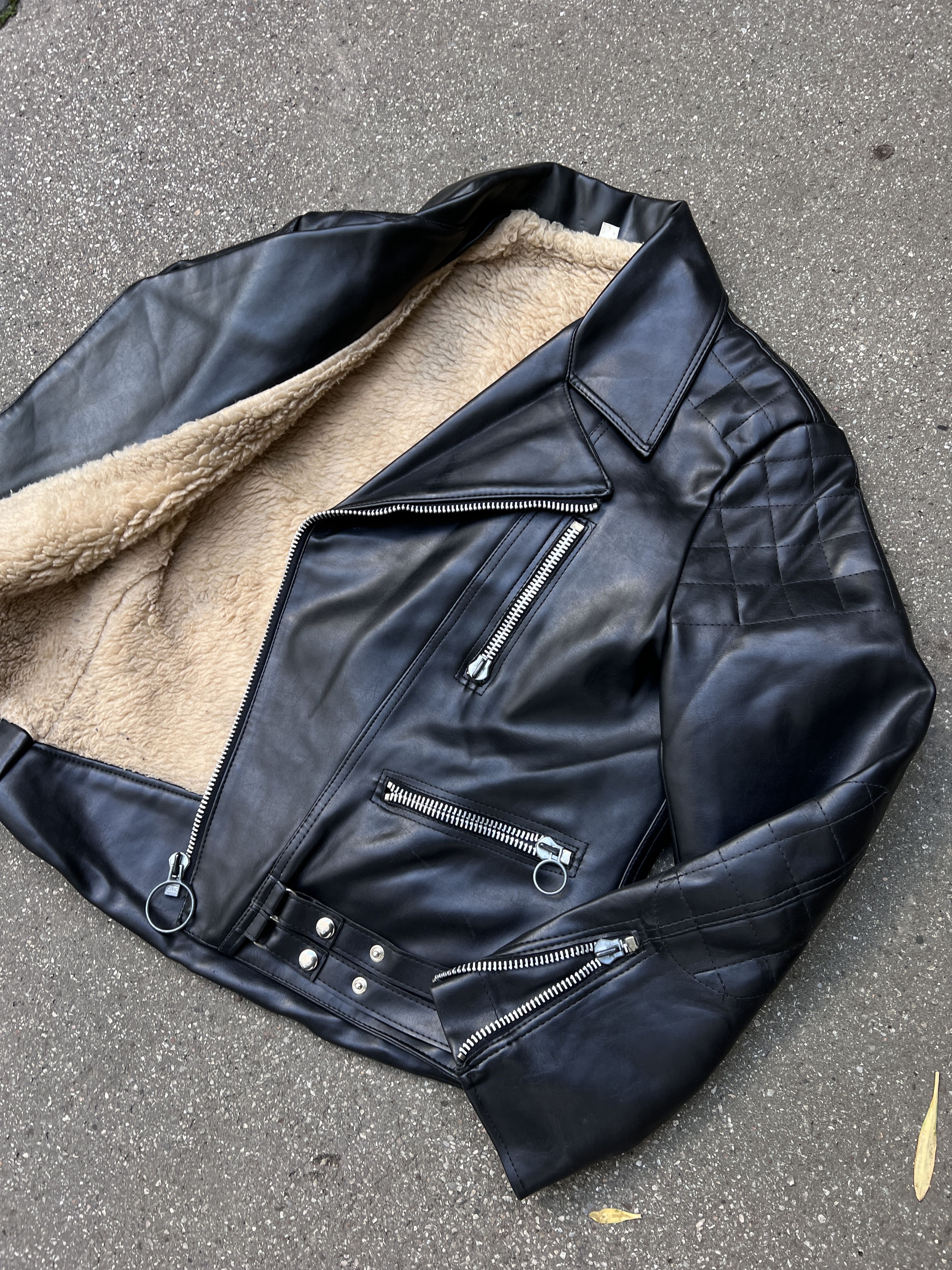 Crazy Terminator vintage eco leather bomber jacket biker y2k