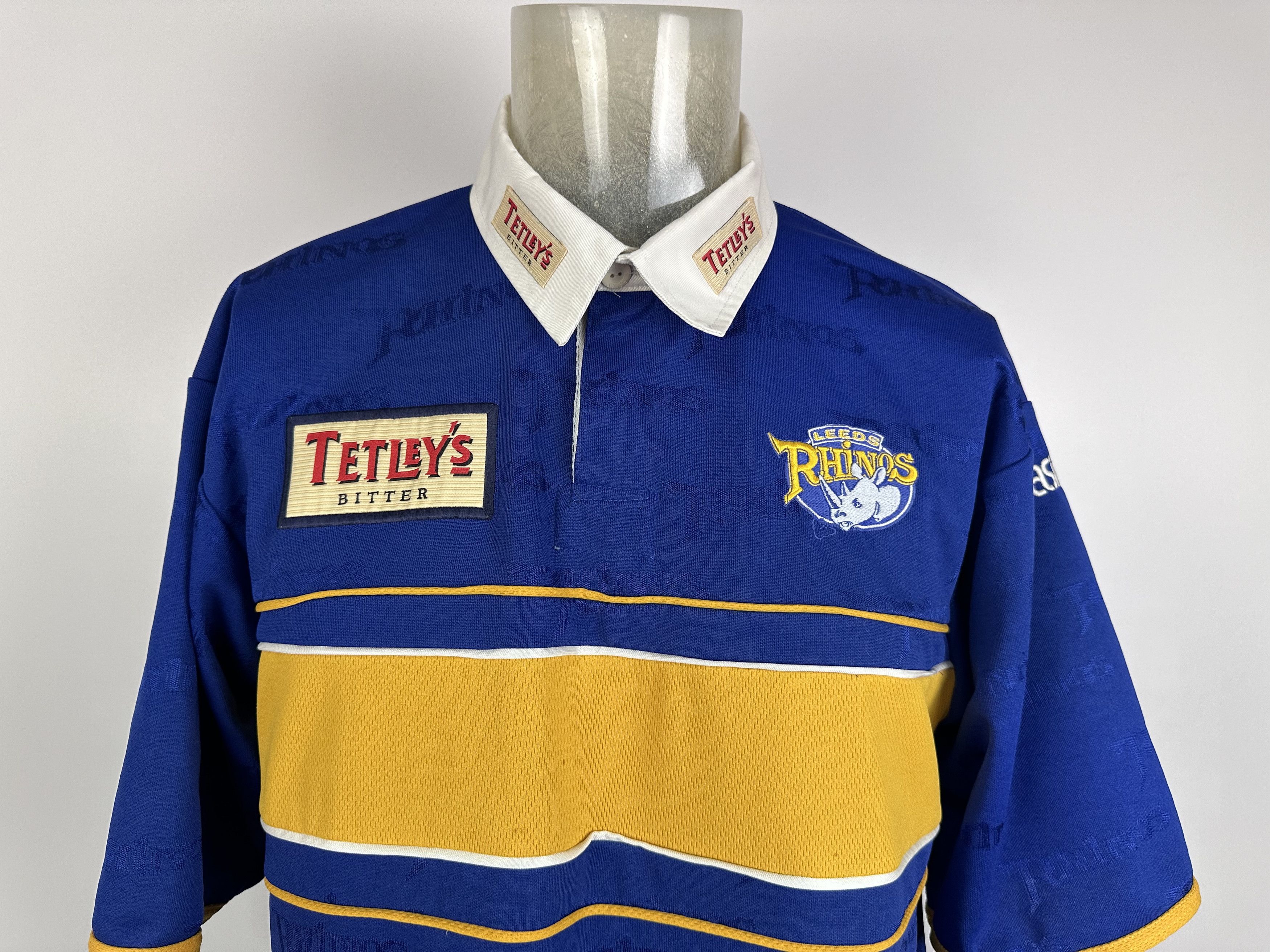 Asics × Vintage Leeds Rhinos 2000 2001 Asics Rugby Home Shirt Jersey Blue Size US L / EU 52-54 / 3 - 4 Thumbnail
