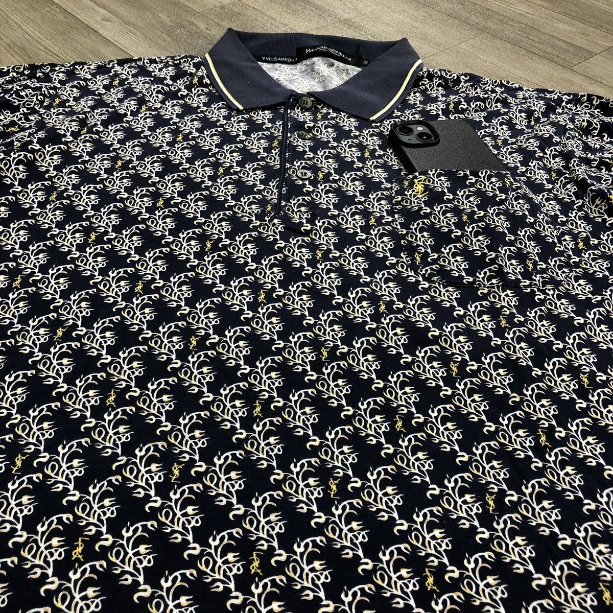Yves Saint Laurent Vintage Yves Saint Laurent Pour Homme YSL Luxury Polo Shirt Size US L / EU 52-54 / 3 - 5 Thumbnail