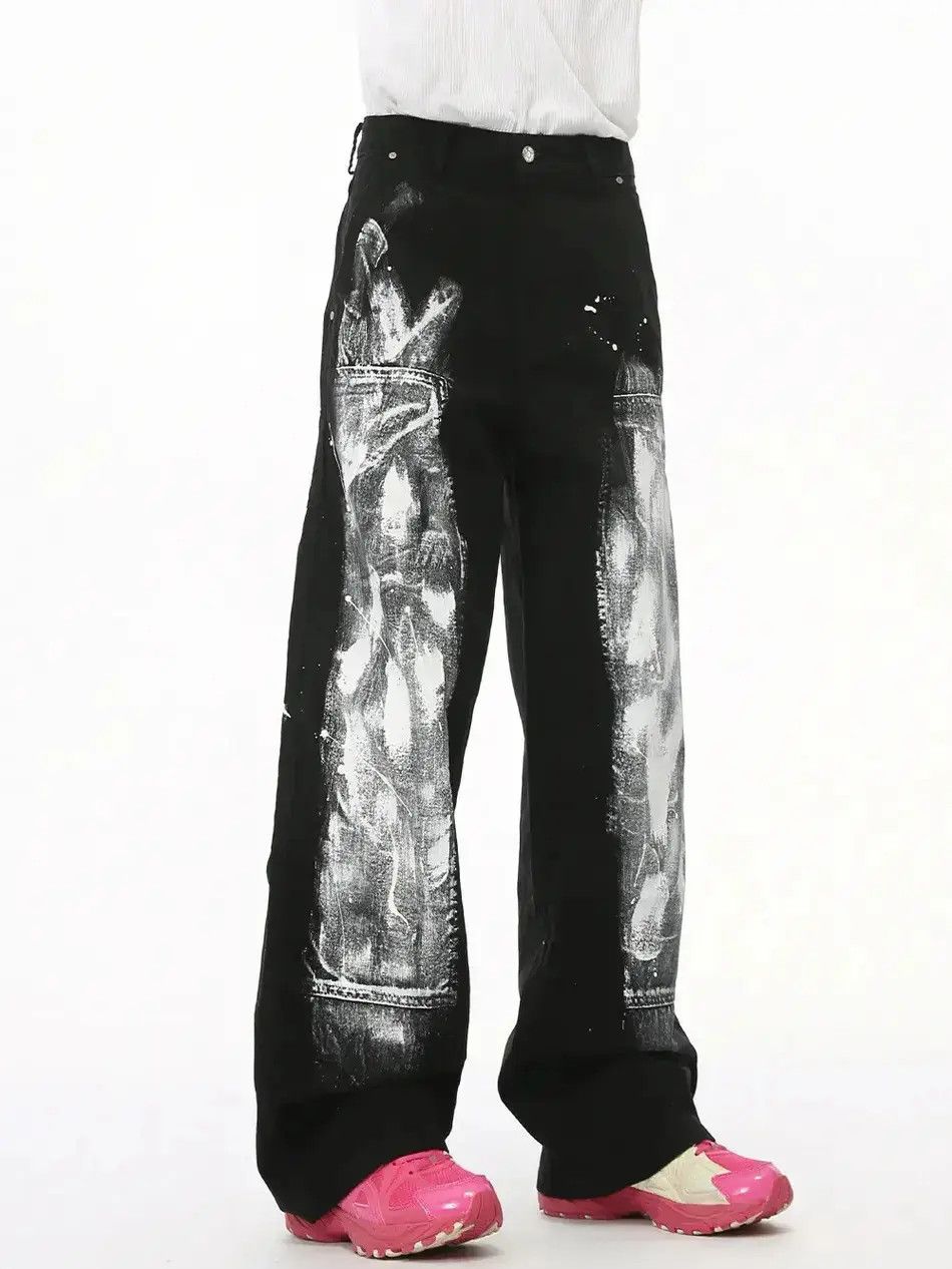 Japanese Brand Retro loose wide leg graffiti jeans Size US 32 / EU 48 - 1 Thumbnail