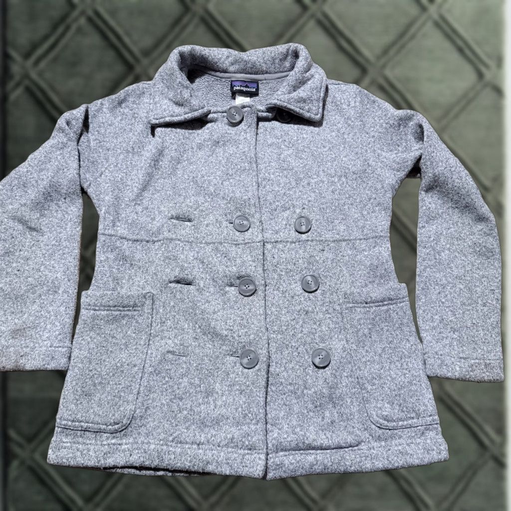 Patagonia Peacoat Jacket Women's Size Small Gray Fleece Double Breasted Better Sweater - Mens?