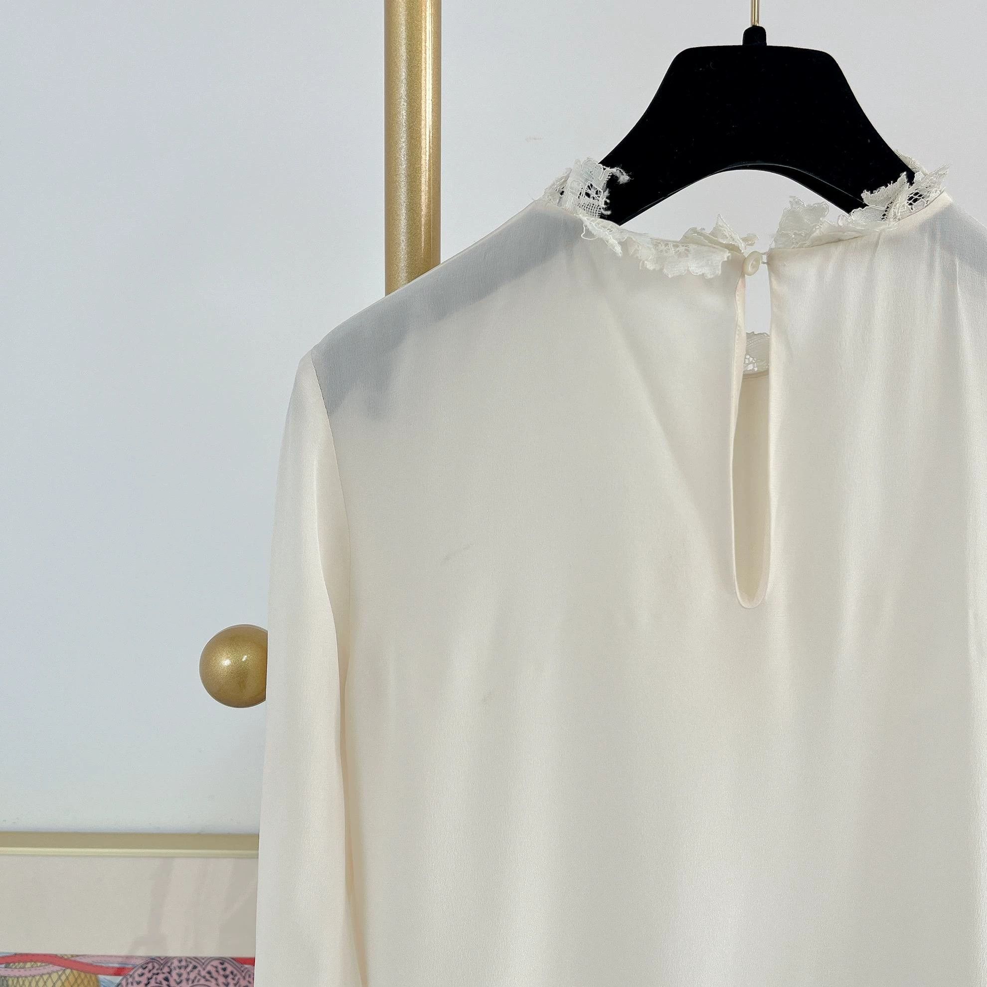 Miu Miu MIU MIU White Silk Top 36 7476 Size XS / US 0-2 / IT 36-38 - 6 Thumbnail
