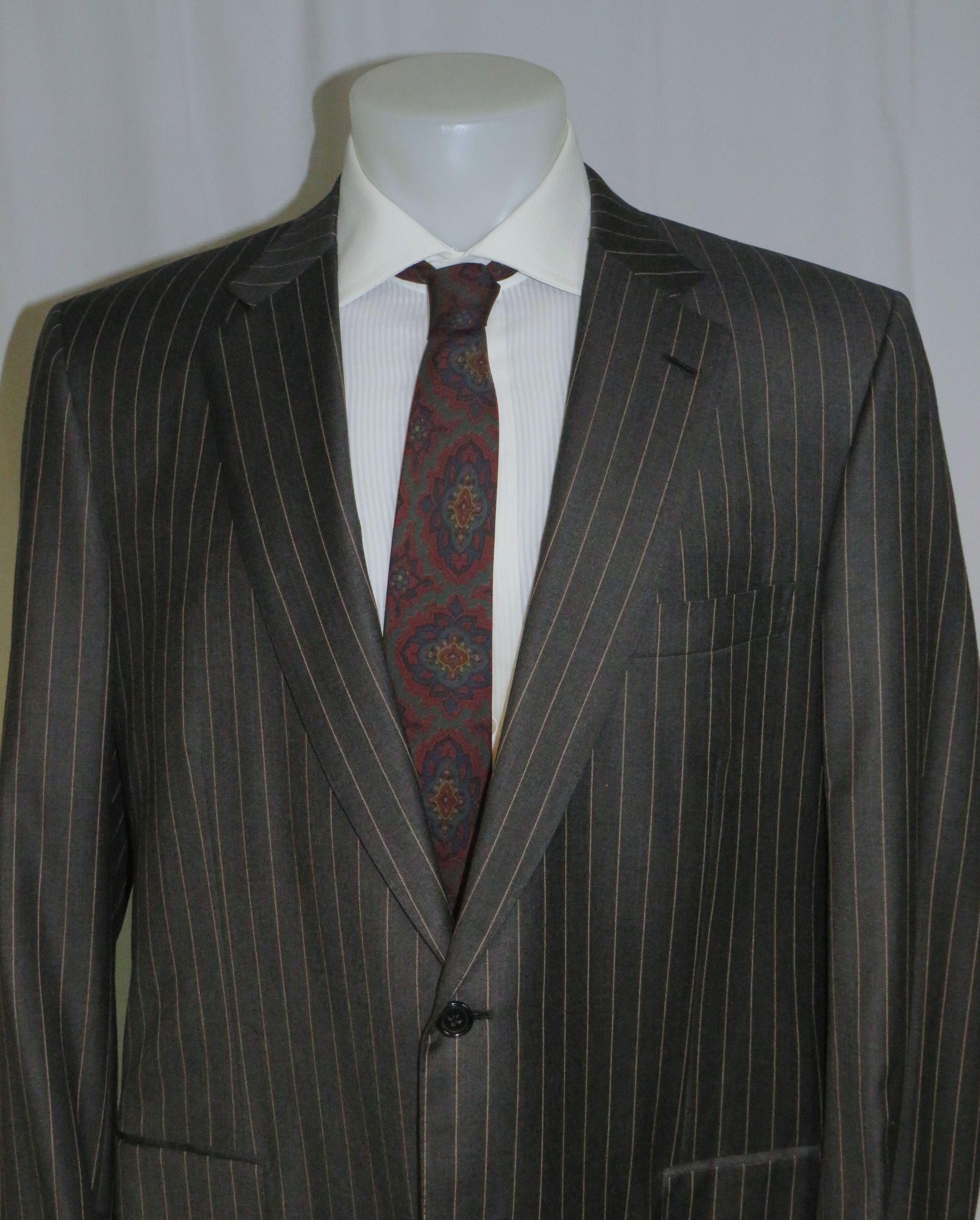 Brioni Pincio Super 150 Charcoal Stripe Two Button Suit 46L Size 46L - 4 Thumbnail
