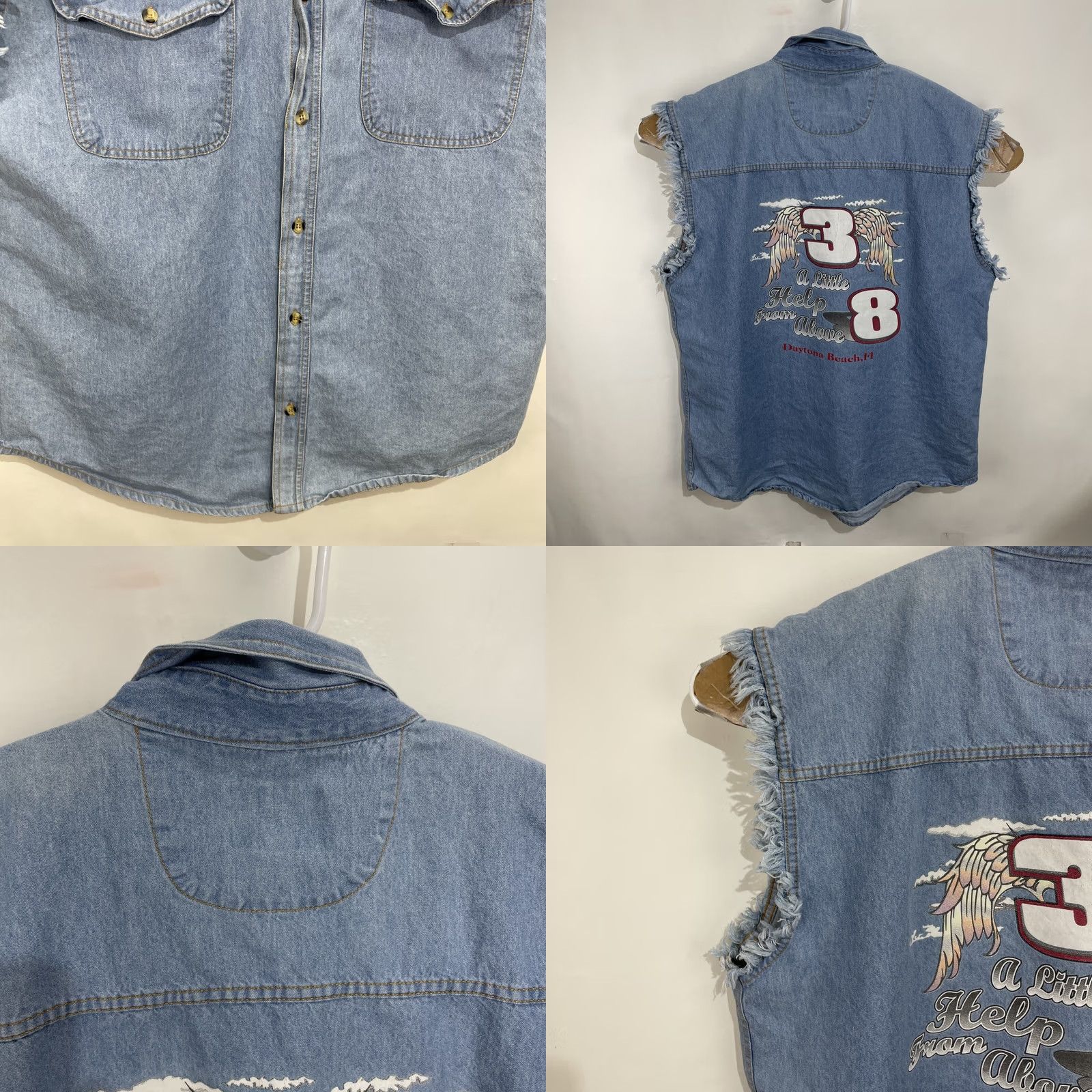 Vintage VINTAGE BIKER Design Vest Denim Blue Cotton Pocket Button Logo Biker Motorcycle Eagle Beach Daytona Bike Week Shirt Vest L Men Size US L / EU 52-54 / 3 - 8 Thumbnail