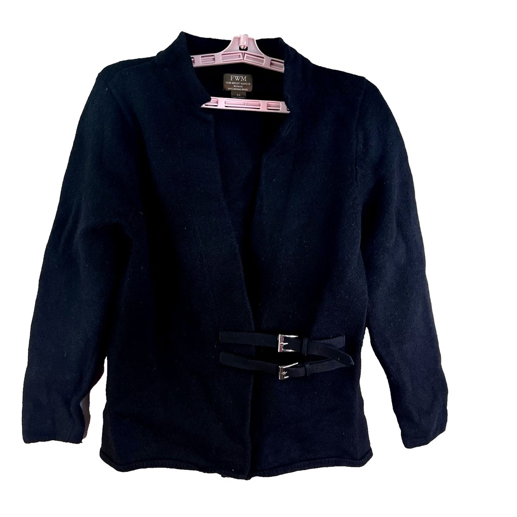 Vintage VINTAGE Fenn Wright Manson Blazer Jacket 2X Black Wool Mid-Length Long Sleeve Button Crew/Notched Collar Womens Size XXL / US 16-18 / IT 52-54 - 2 Thumbnail