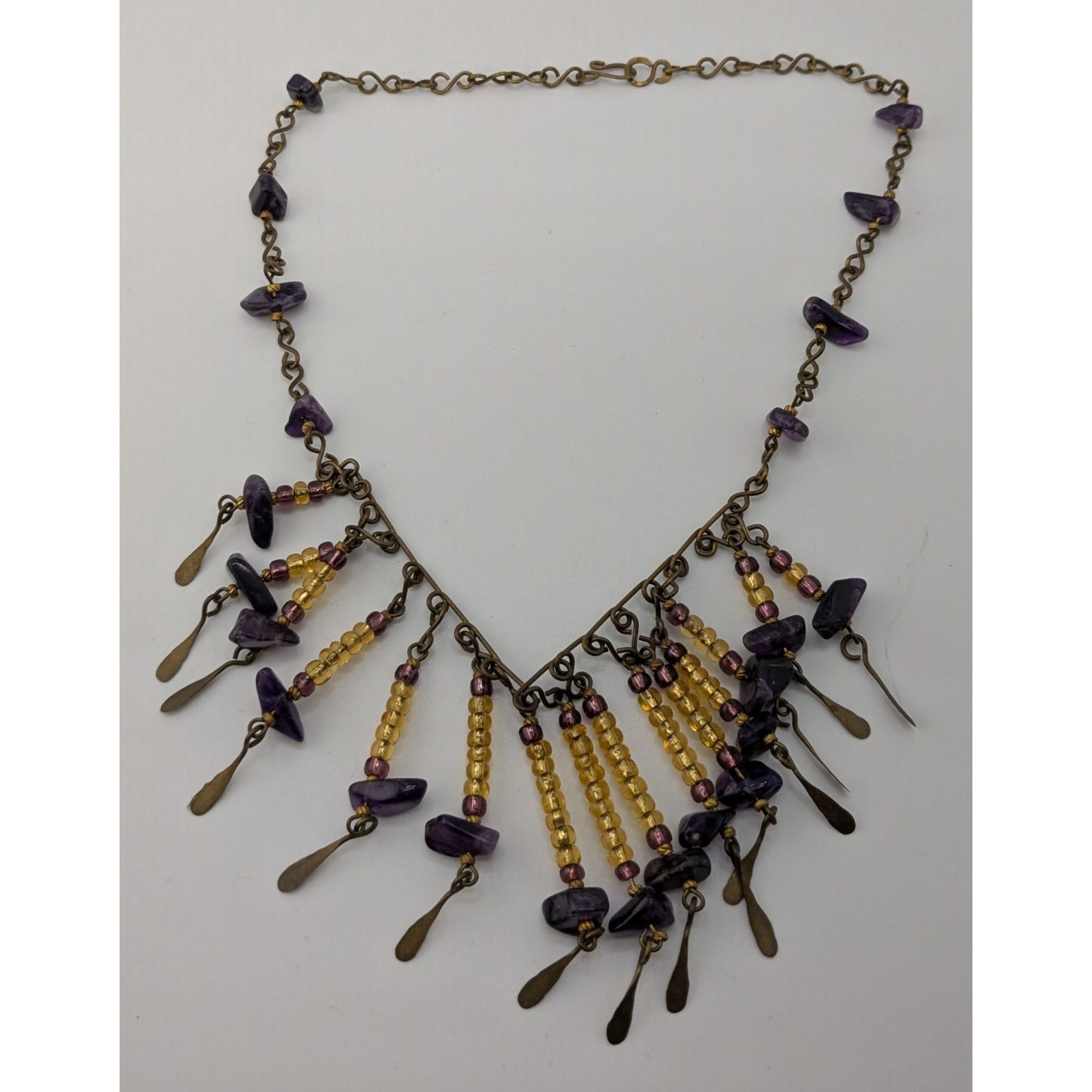Handmade Vintage Bohemian Handmade Amethyst & Glass Beaded Necklace W Size ONE SIZE - 9 Thumbnail