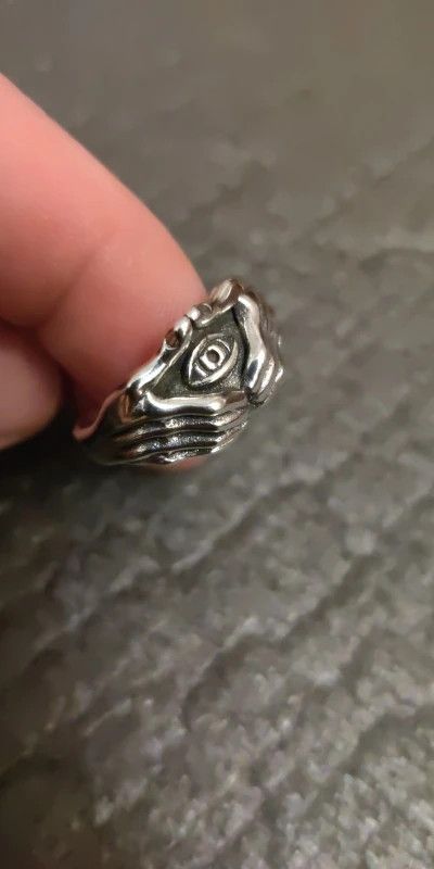 Sterling Silver × Vintage Resizable 925 Sterling Silver Hand Eye Ring Size ONE SIZE - 7 Thumbnail
