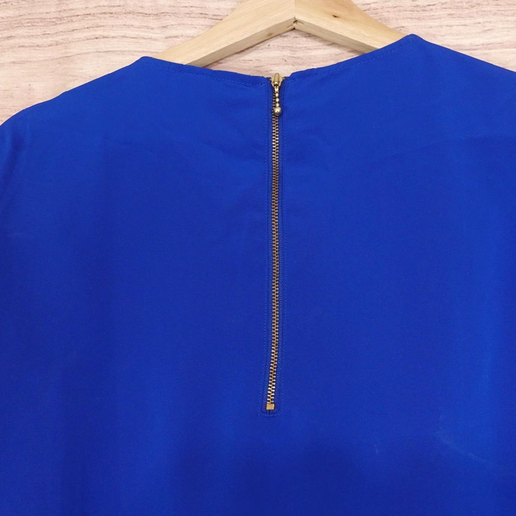 Lands' End Lands' End Blouse Womens 18W Blue Short Sleeve Pleated Zip Back Crew Neck Top Shirt Plus Size 18W Womens Size XXL / US 16-18 / IT 52-54 - 5 Thumbnail