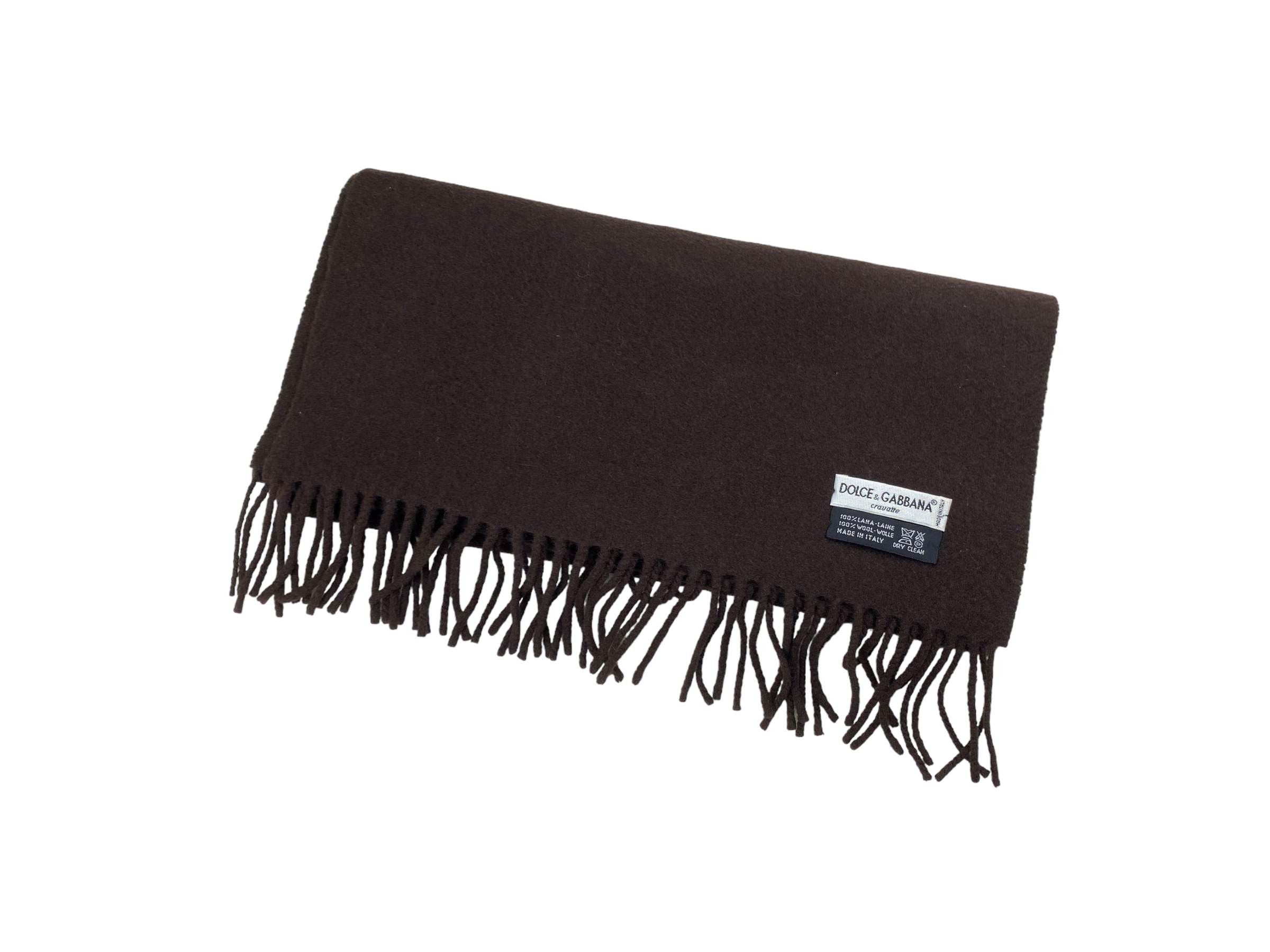 Dolce & Gabbana × Vintage Dolce&Gabbana Vintage Lambswool Scarf Dark Brown Winter Size ONE SIZE - 3 Thumbnail