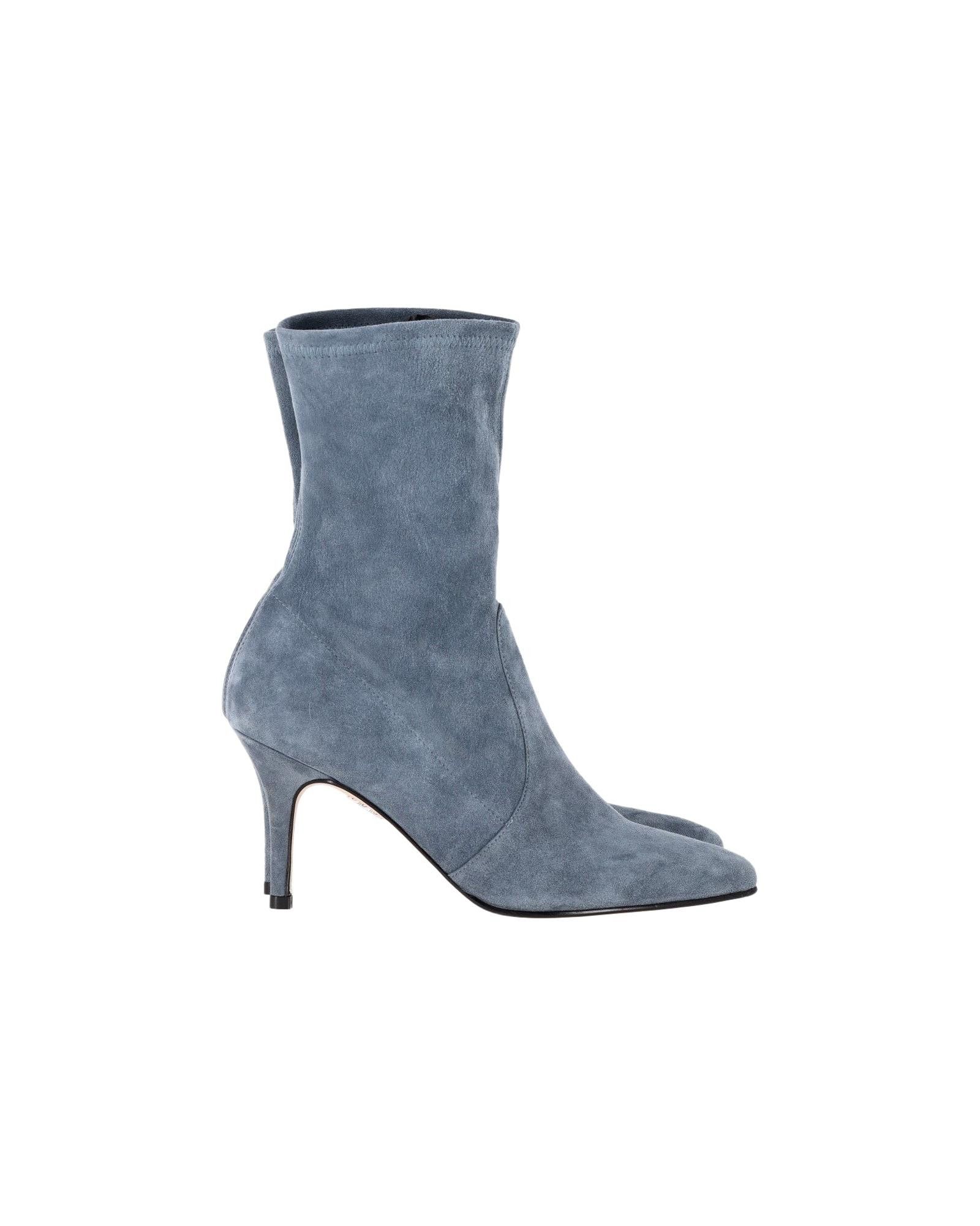 image of Stuart Weitzman Blue Suede High Heel Shoes Ankle Boots in Blue/Pastel Blue, Women's (Size 9)