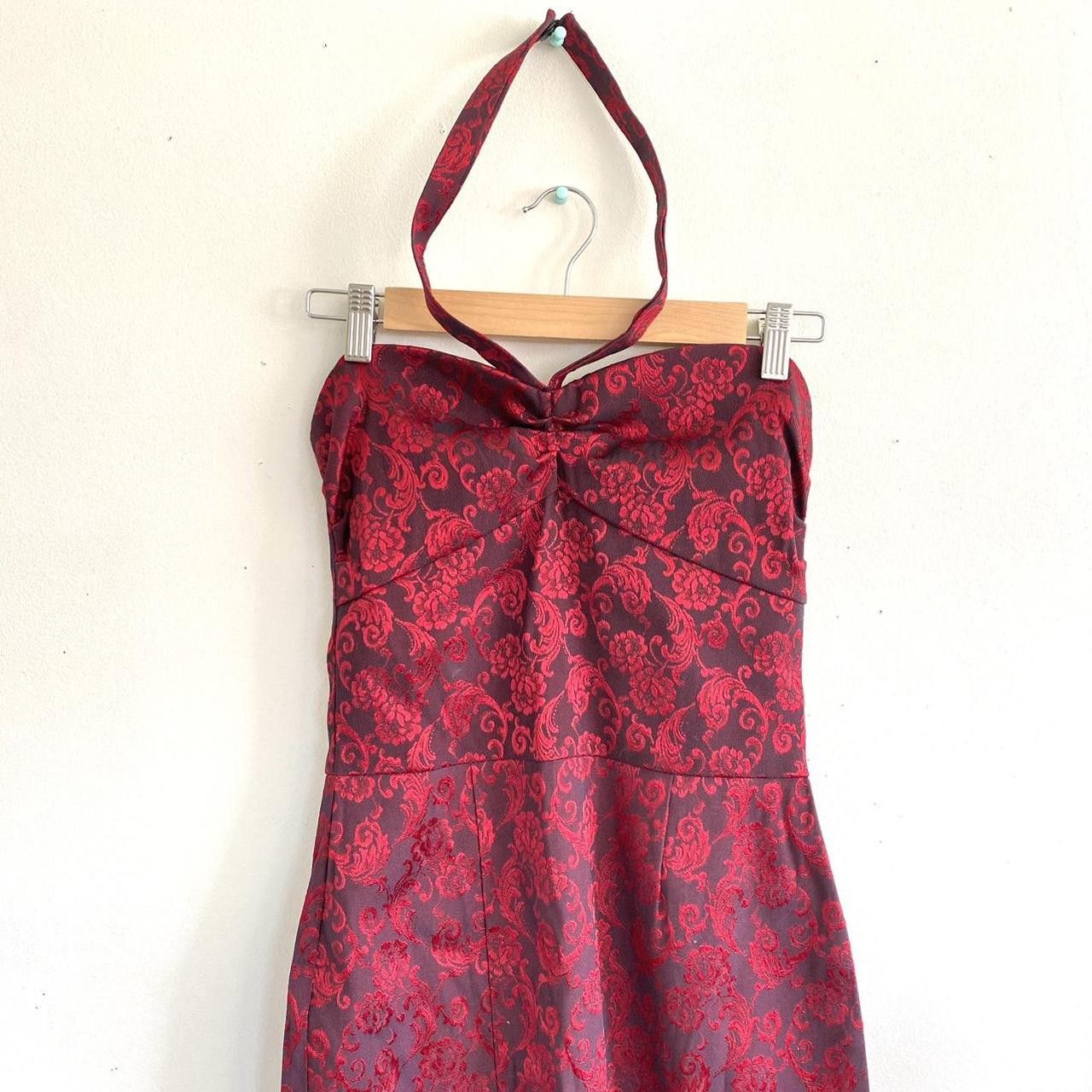 Vintage SWANKYS VINTAGE CLOTHING RED MIDI PENCIL DRESS HALTER SMALL Size S / US 4 / IT 40 - 4 Thumbnail