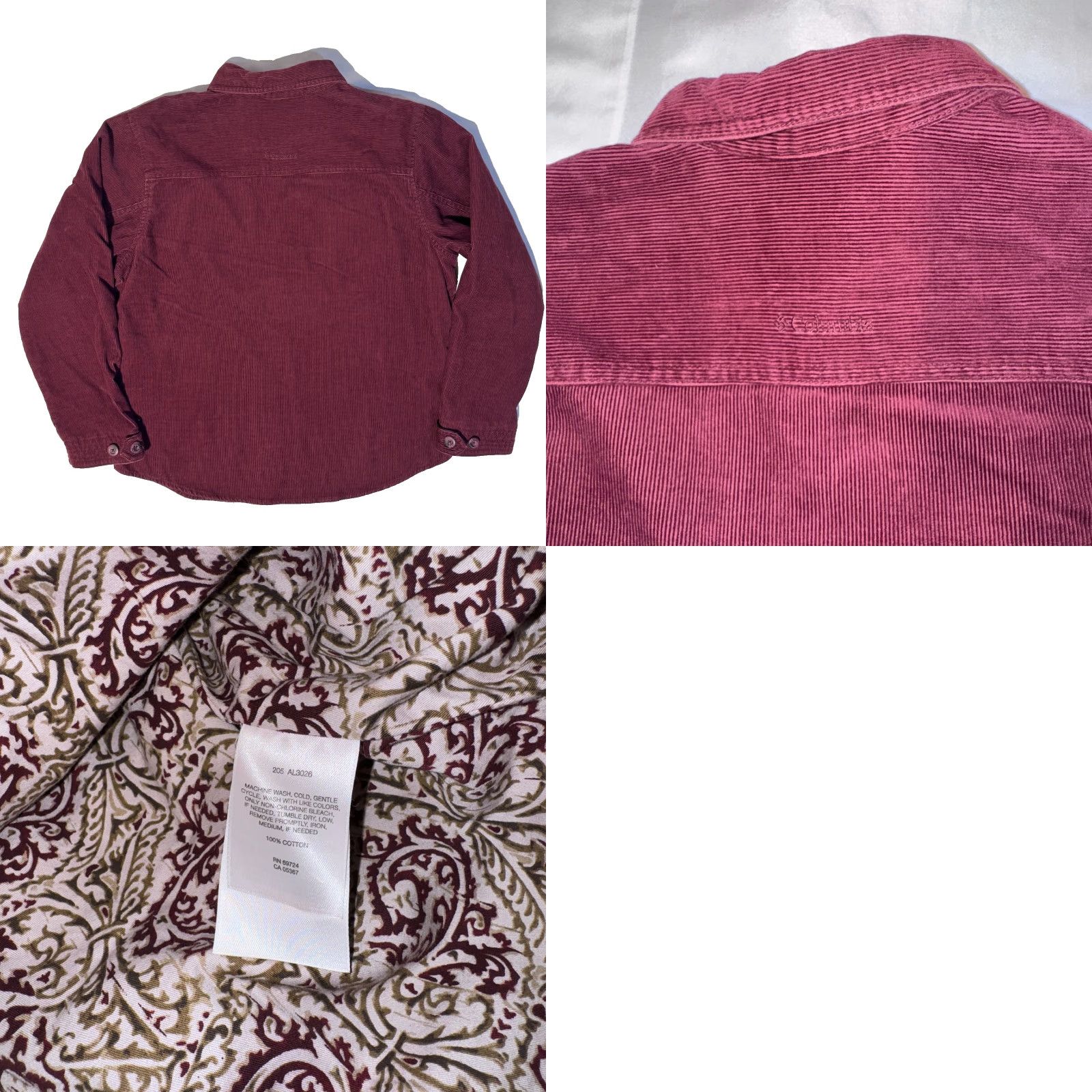 Arrow Columbia Womens Jacket Corduroy Paisley L Red - Regular Fit, Mid-Length, Fall Winter, Casual, Machine Washable, Cotton, Outer Shell, Women Size L / US 10 / IT 46 - 8 Thumbnail