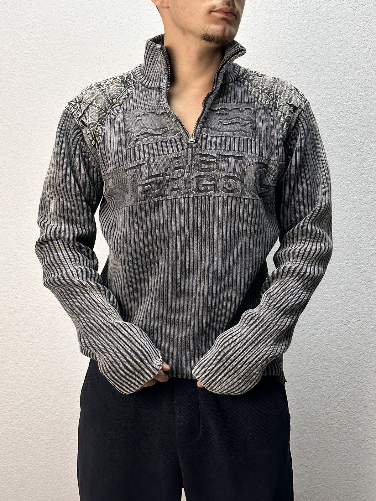 Other Lyjeassion gothic knit halfzip sweater distressed y2k style Size US XL / EU 56 / 4 - 13 Thumbnail