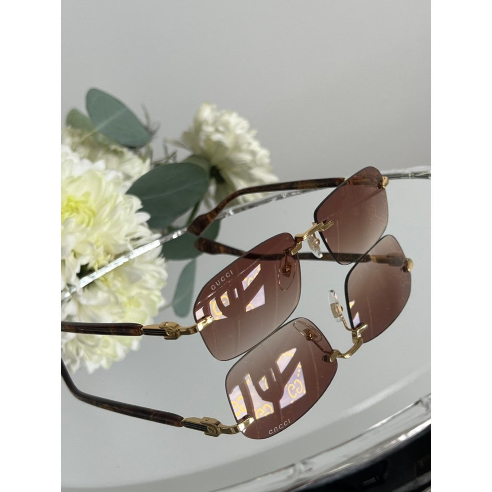 Gucci NEW Gucci GG1221S 004 Rimless Monogram Logo Lens Sunglasses Size ONE SIZE - 3 Thumbnail