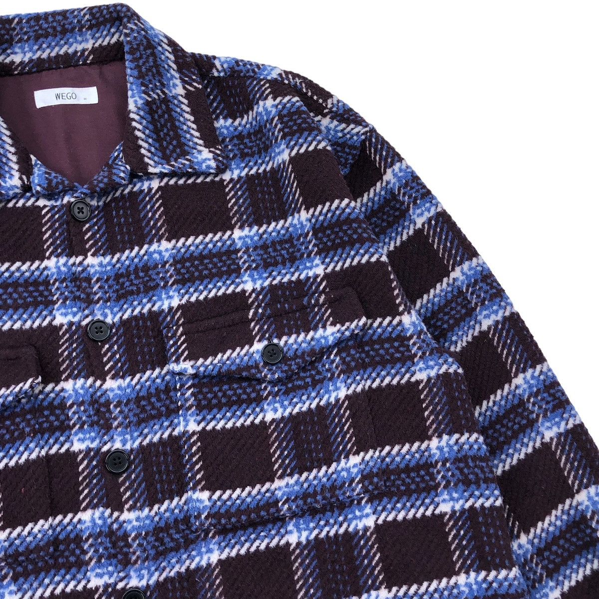 Japanese Brand Vintage WEGO Wool Flannel Box Design Buttons Up Jacket Size US M / EU 48-50 / 2 - 4 Thumbnail