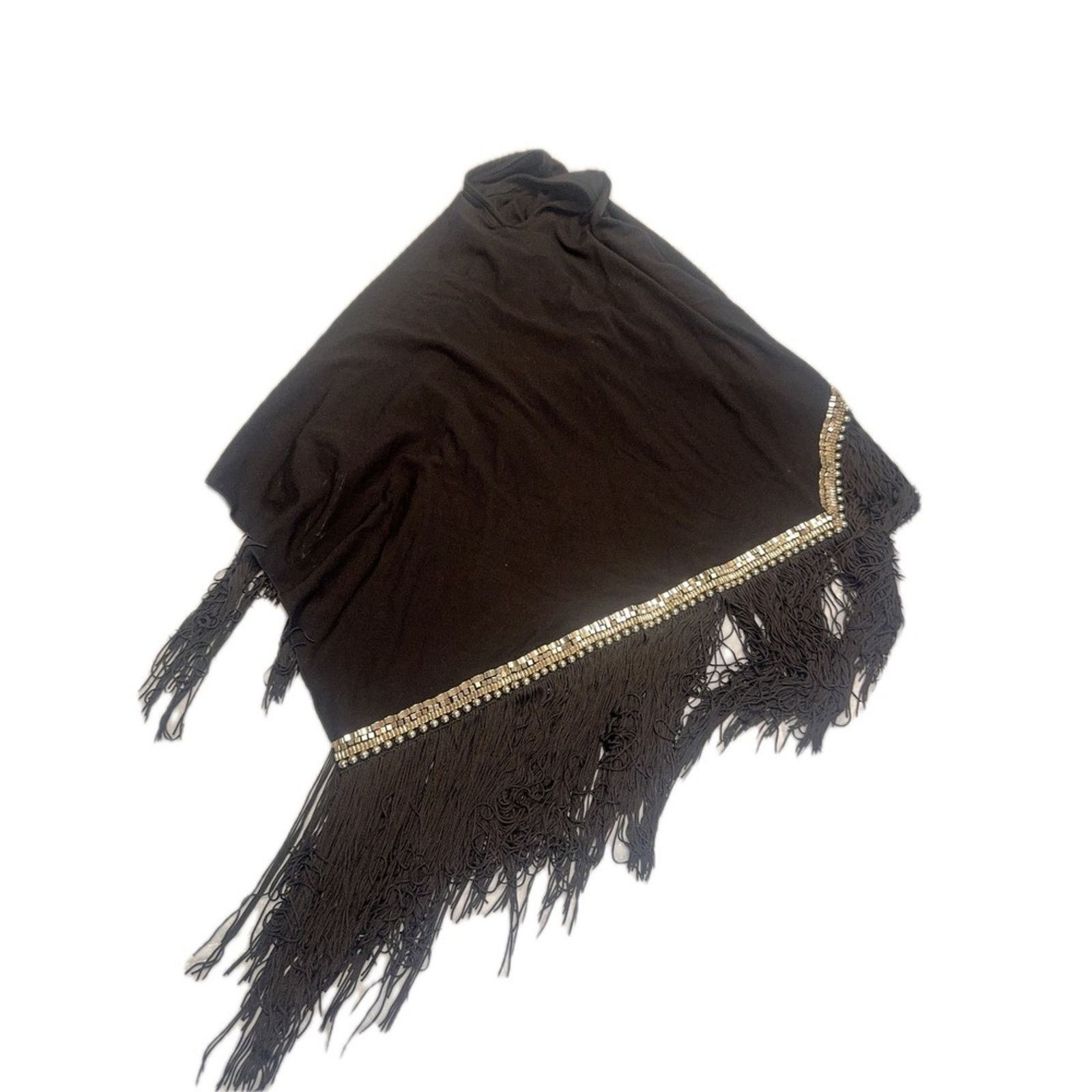 A&G Rock Rock N Karma Black Fringe Poncho Beaded Overlay Cover Up Size ONE SIZE - 2 Thumbnail