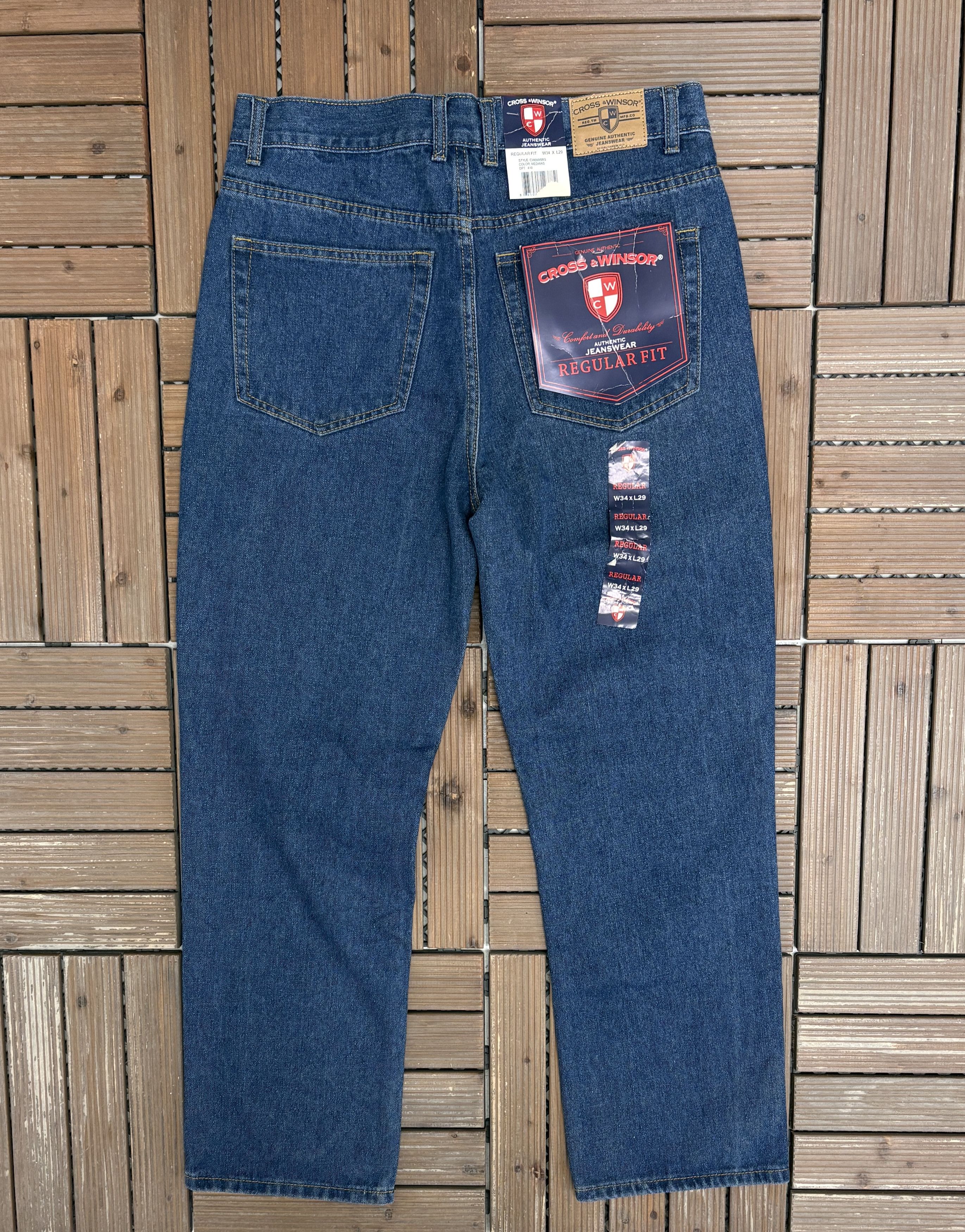 Vintage Cross & Winsor Regular Fit Vintage Blue Denim Jeans Size US 34 / EU 50 - 4 Thumbnail