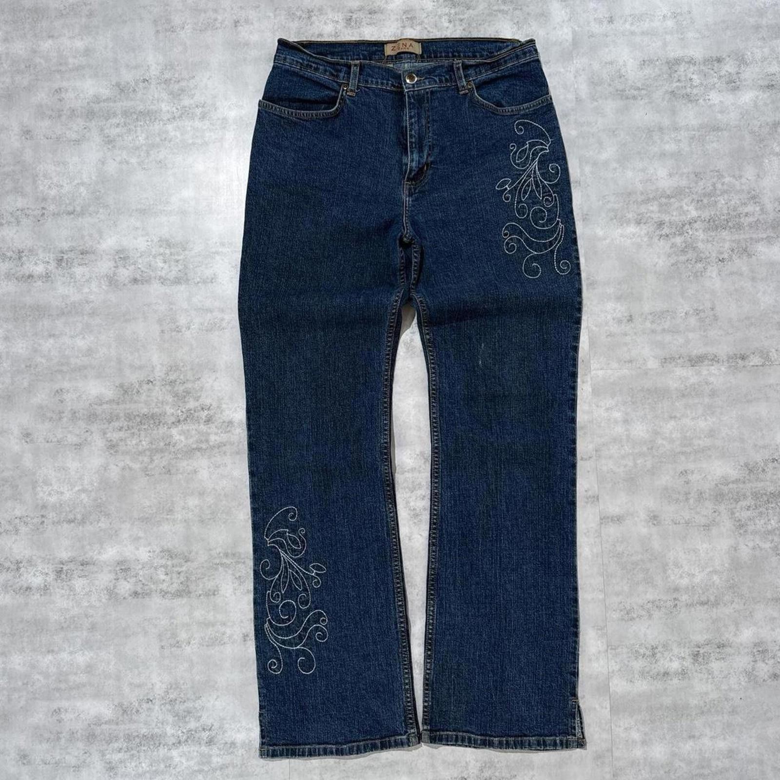Other Y2K Zena Flared Denim Embroidered Jeans Size 30" / US 8 / IT 44 - 1 Thumbnail