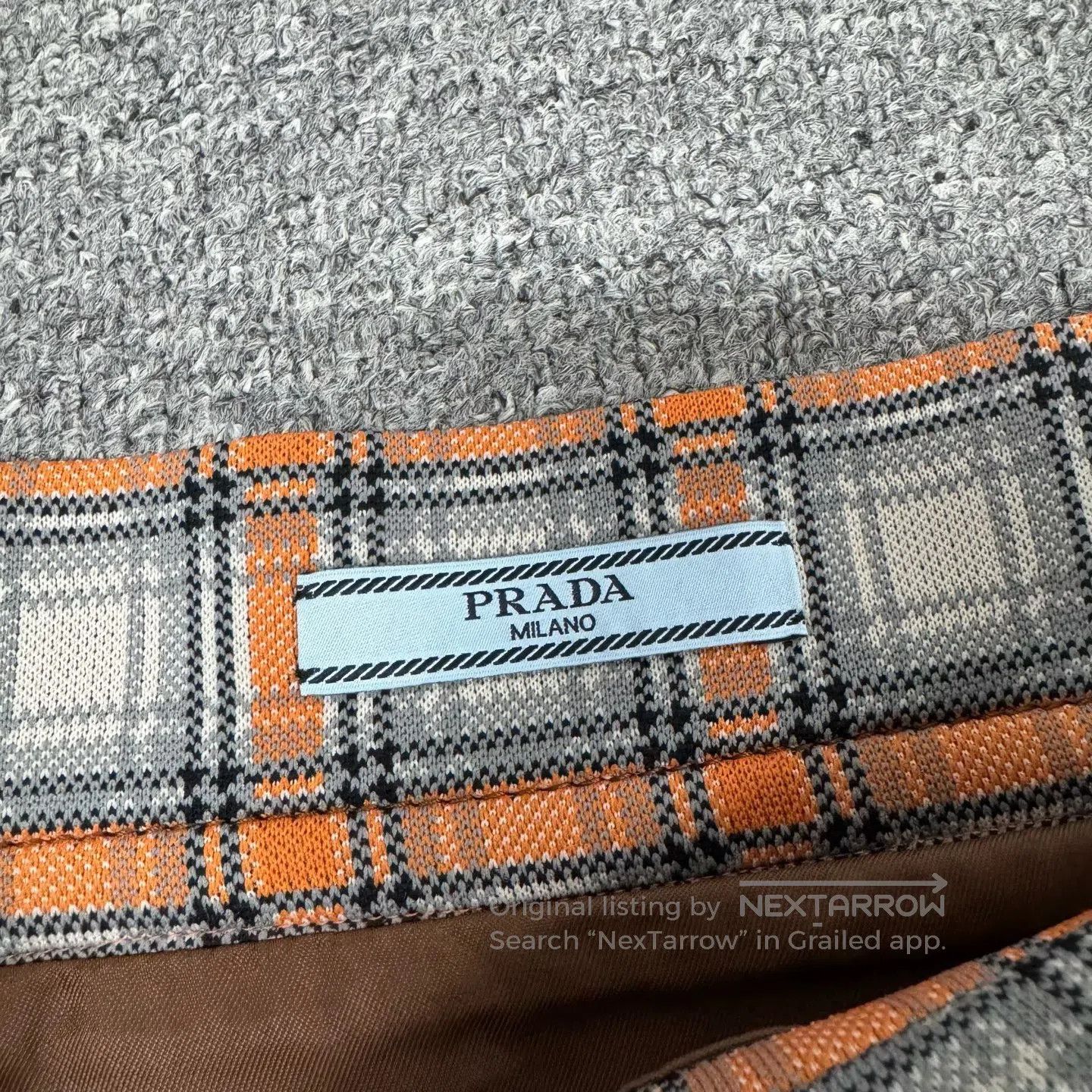 Prada Prada size 42 Orange-gray checkered A-line skirt| Size 31" - 7 Thumbnail
