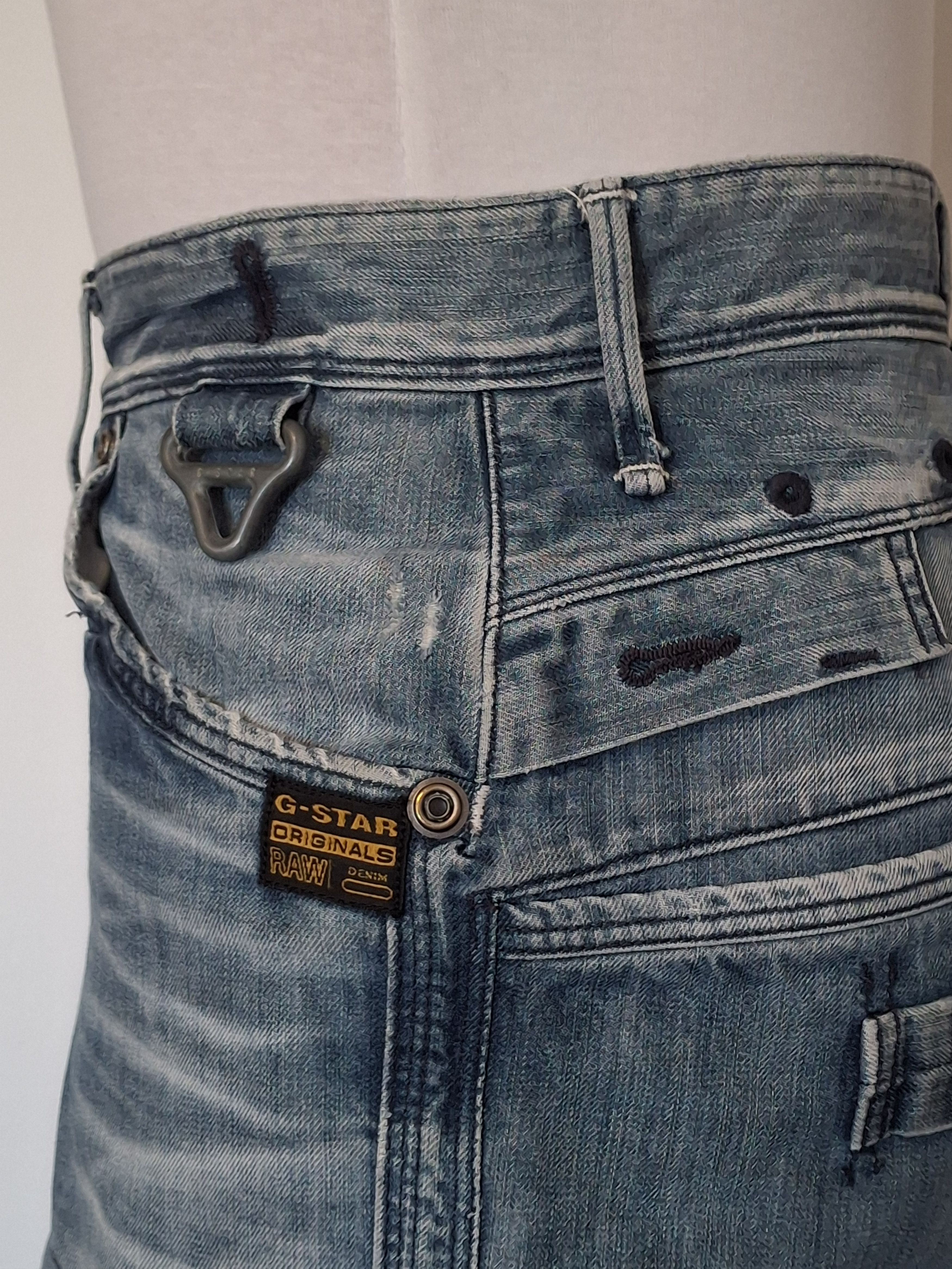 G-Star One of One Reworked G-Star Blue Denim Floral Skirt Size 33" - 5 Thumbnail