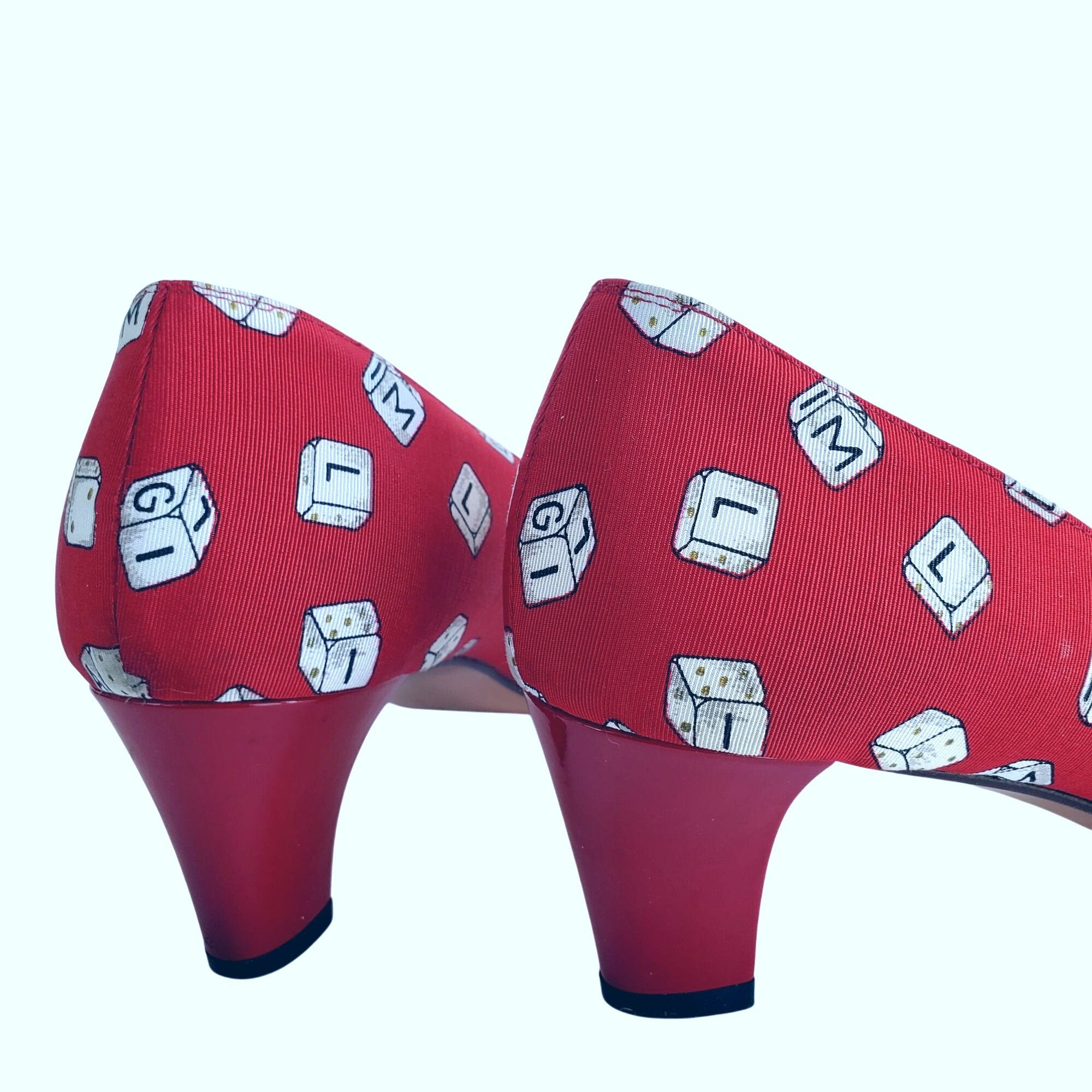 Bruno Magli Bruno Magli 80s Vintage Red Heels 7.5 Novelty Dice Leather C Size US 7.5 / IT 37.5 - 2 Thumbnail