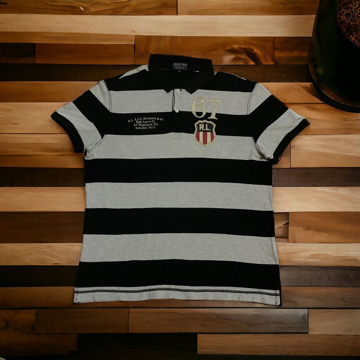 Designer × Polo Ralph Lauren × Vintage Vintage Ralph Lauren RL 67 Striped Polo Shirt Size US L / EU 52-54 / 3 - 1 Thumbnail