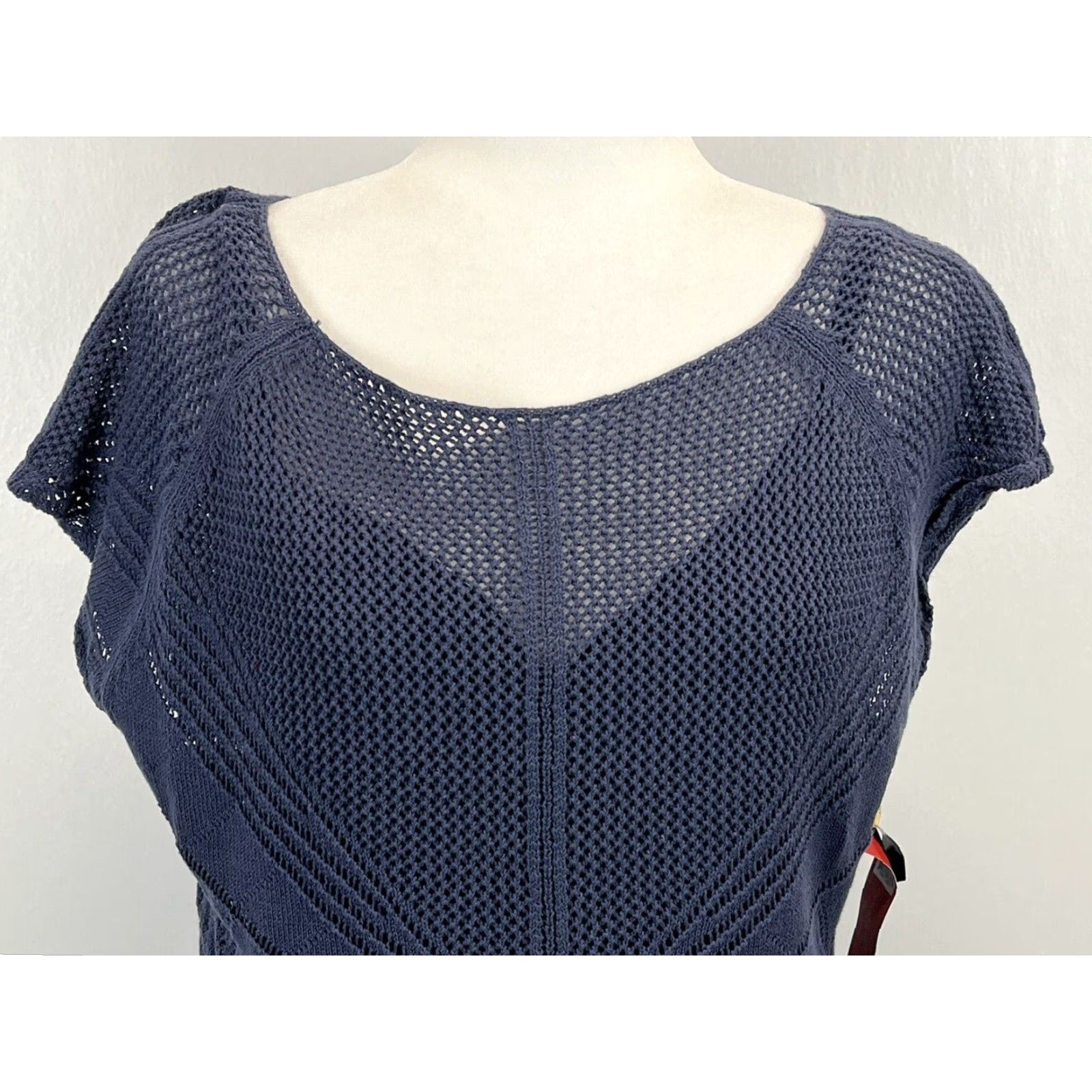 Vintage Tapemeasure Crochet Sweater Shell Navy Blue Womens XL Pullover Size XL / US 12-14 / IT 48-50 - 4 Thumbnail