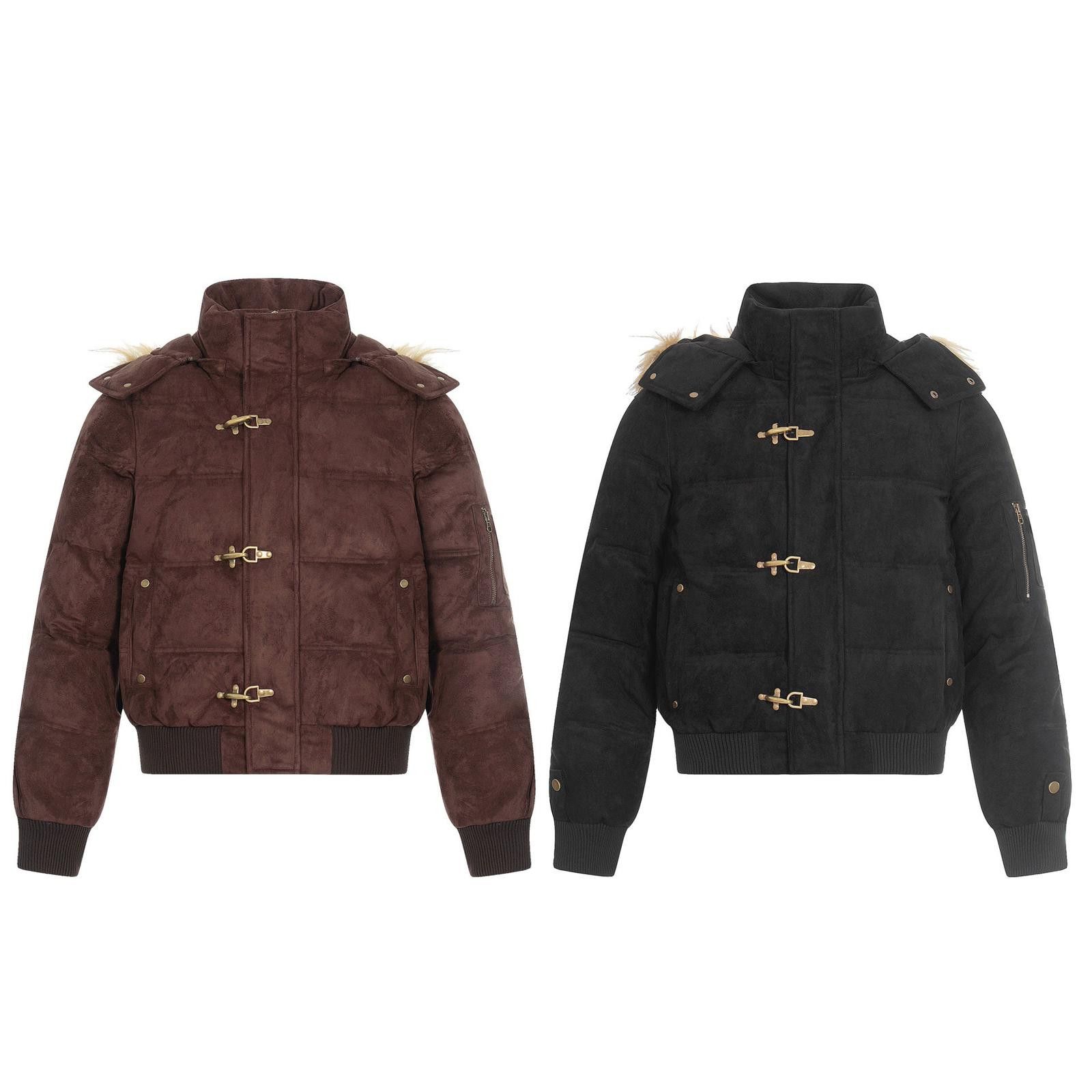 Japanese Brand Brown Faux Suede Winter Jacket with Fur Hood Size US M / EU 48-50 / 2 - 5 Thumbnail
