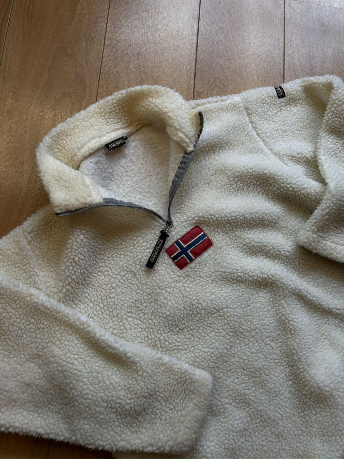 Napapijri Napapijri cream pullover zip fleece jacket Size US L / EU 52-54 / 3 - 3 Thumbnail