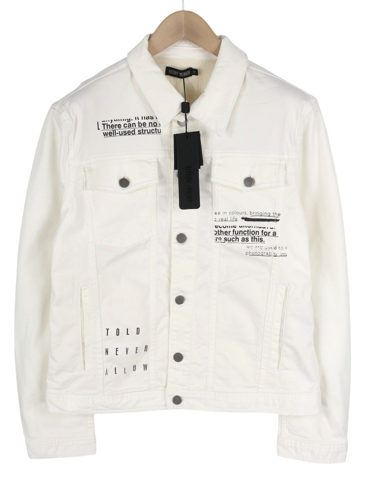 Antony Morato XL Denim White Trucker Button-Up Polo Unlined Jacket 85014 Size US XL / EU 56 / 4 - 1 Thumbnail