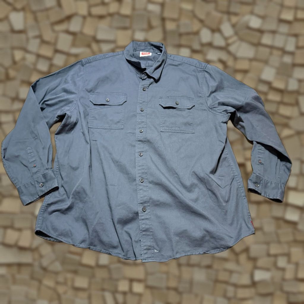 Wrangler VINTAGE? Wrangler Shirt Men's 2XL Blue Long Sleeve Button-Up Front Pockets (Note: Original says Vintage: No) Size US XXL / EU 58 / 5 - 1 Thumbnail