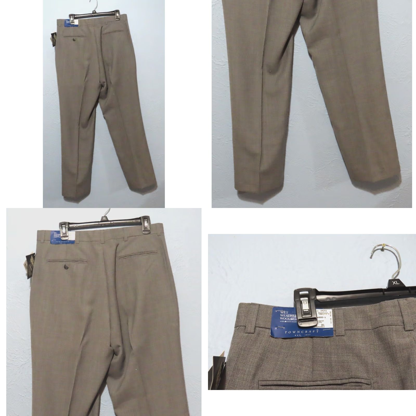 Vintage Towncraft Dress Pants Mens 36 X 31 Gray Flat Front Straight Leg Wool Blend Wet Weather New Wrinkle Free Dress Pants Regular Mens Size US 36 / EU 52 - 8 Thumbnail