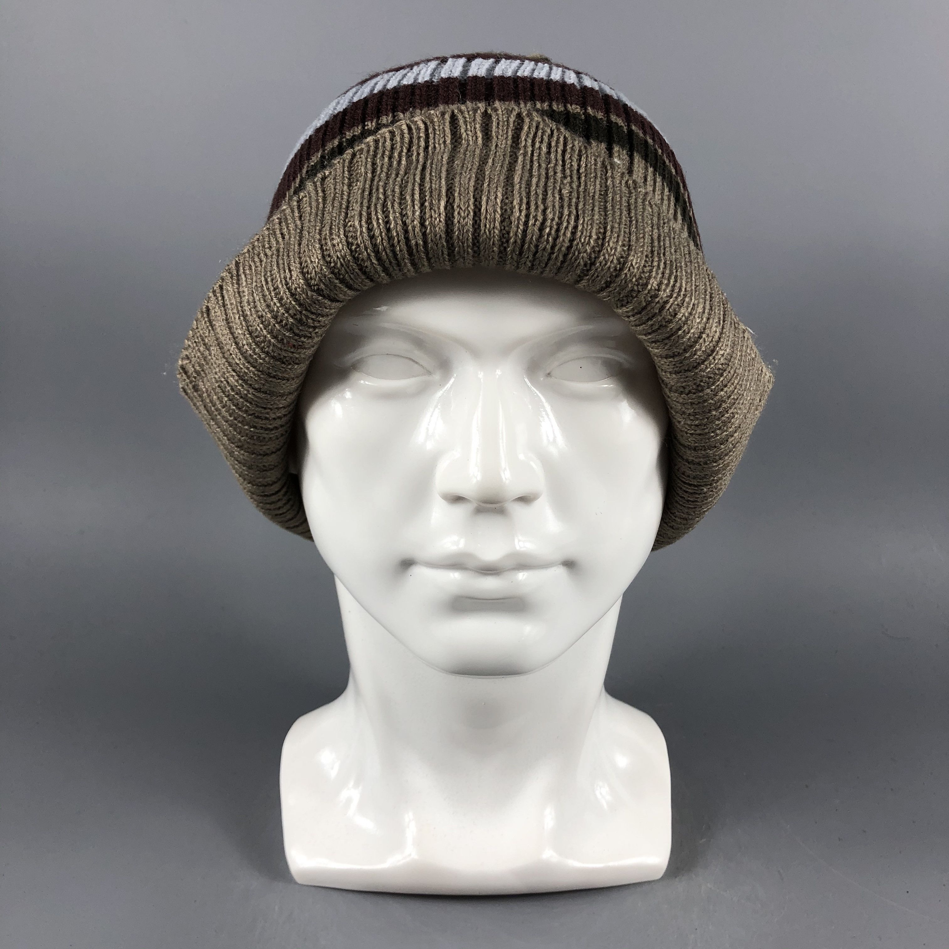 Japanese Brand × Vintage Japanese Brand Stripe Beanie Snow Hat Snow Cap -D1093 Size ONE SIZE - 1 Thumbnail