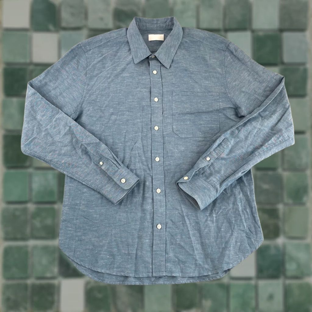 7 For All Mankind VINTAGE Seven For All Mankind Shirt Men Large Blue Linen Blend Long Sleeve Designer NWOT Size US L / EU 52-54 / 3 - 1 Thumbnail