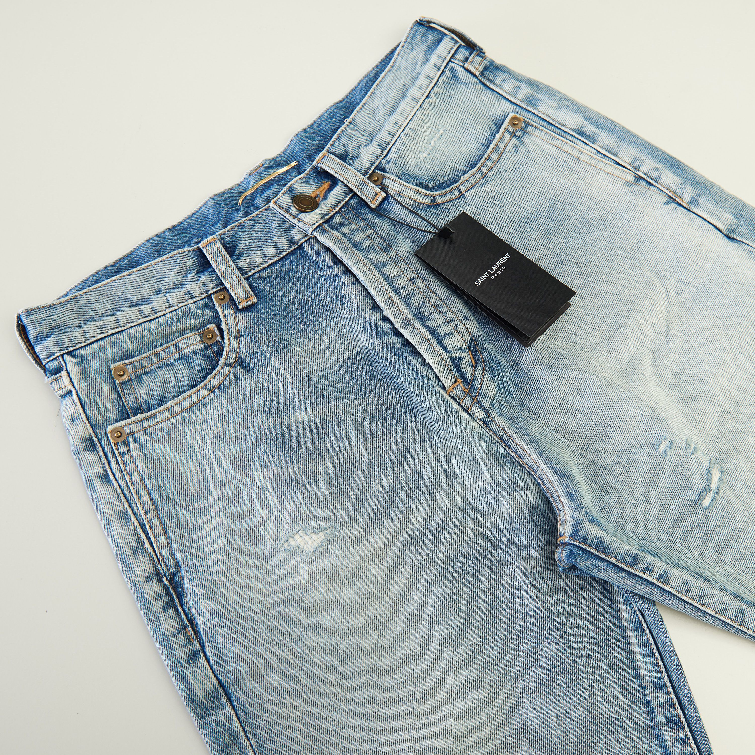 Saint Laurent Paris YSL High Waist - Slim Fit Jeans In Santa Monica Blue Denim Size 29" - 9 Thumbnail