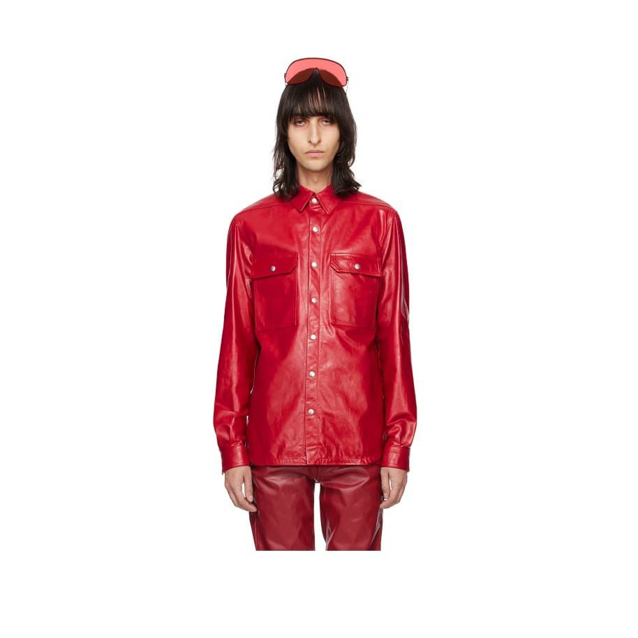 Rick Owens o1s1v1n0724 Leather Jacket in Cardinal Red Size US L / EU 52-54 / 3 - 1 Thumbnail