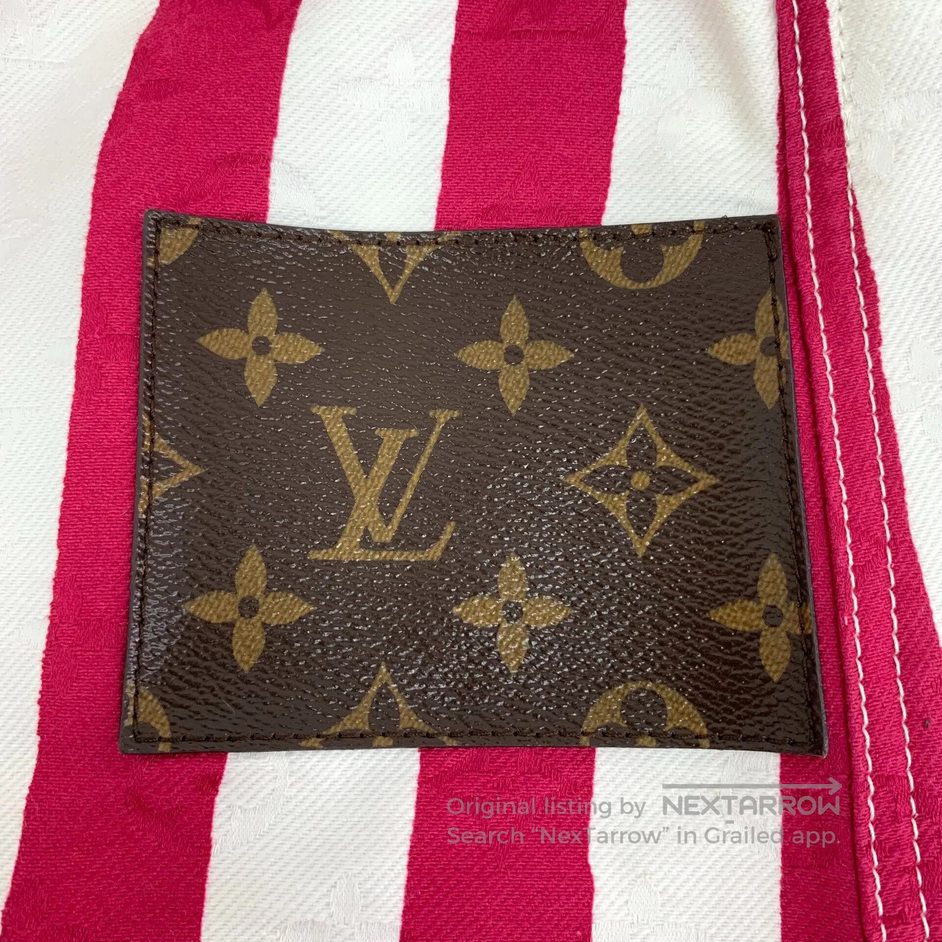 Louis Vuitton Louis Vuitton Red Striped Logo Imprinted Elastic Waist Cas Size 35" - 5 Thumbnail