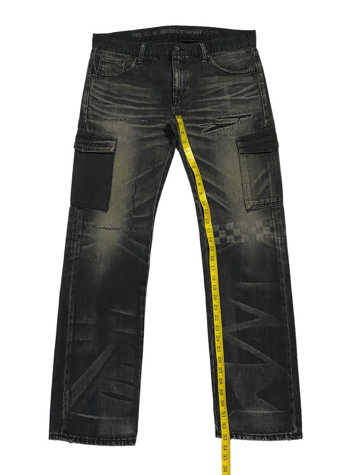 Japanese Brand × Neighborhood Neighborhood Black Icon Distressed Cargo Denim Size US 35 - 7 Thumbnail