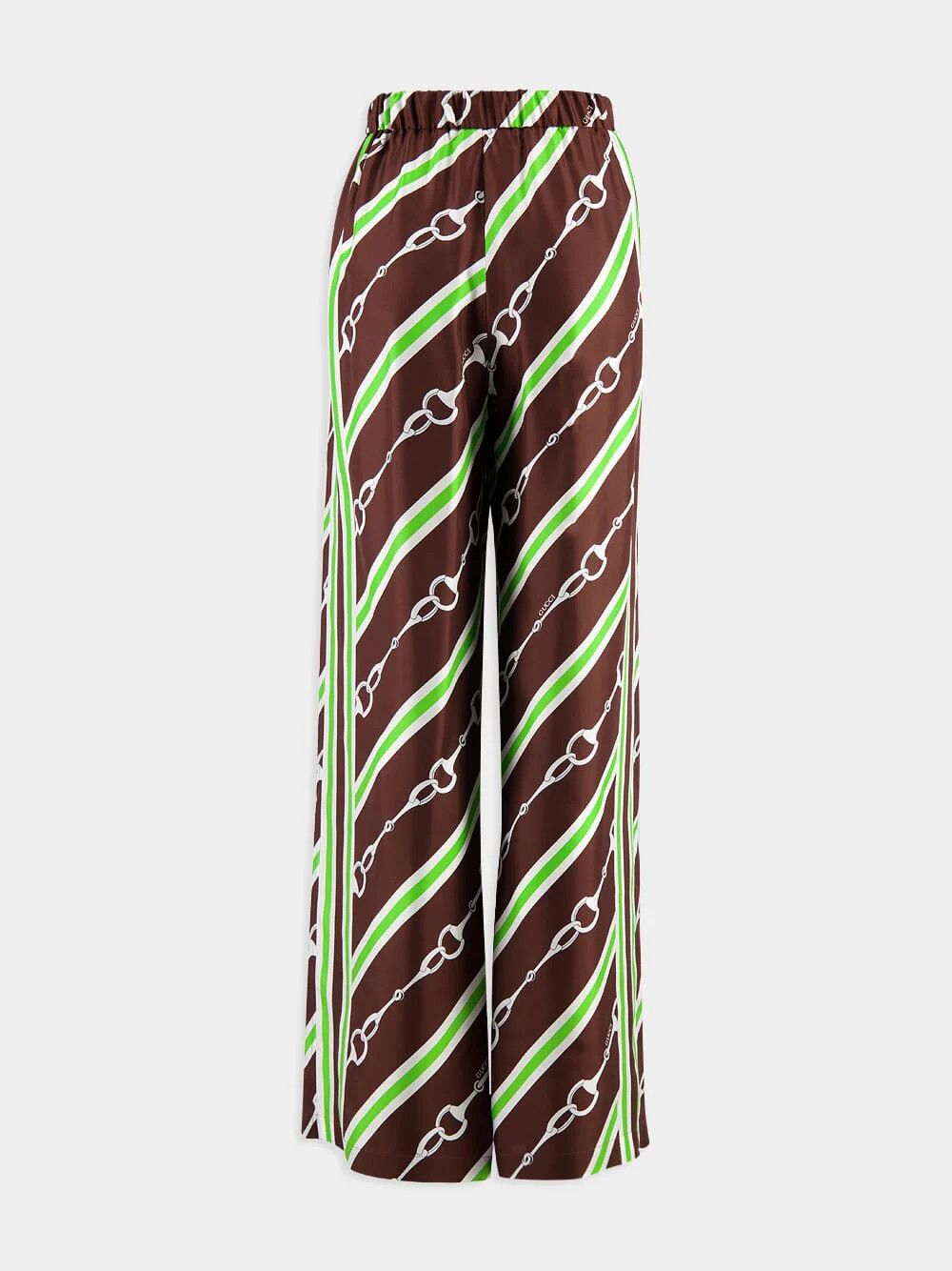 Gucci o1la5ras0526 Gucci Horsebit Striped Print Silk Pants Size 28" / US 6 / IT 42 - 2 Thumbnail