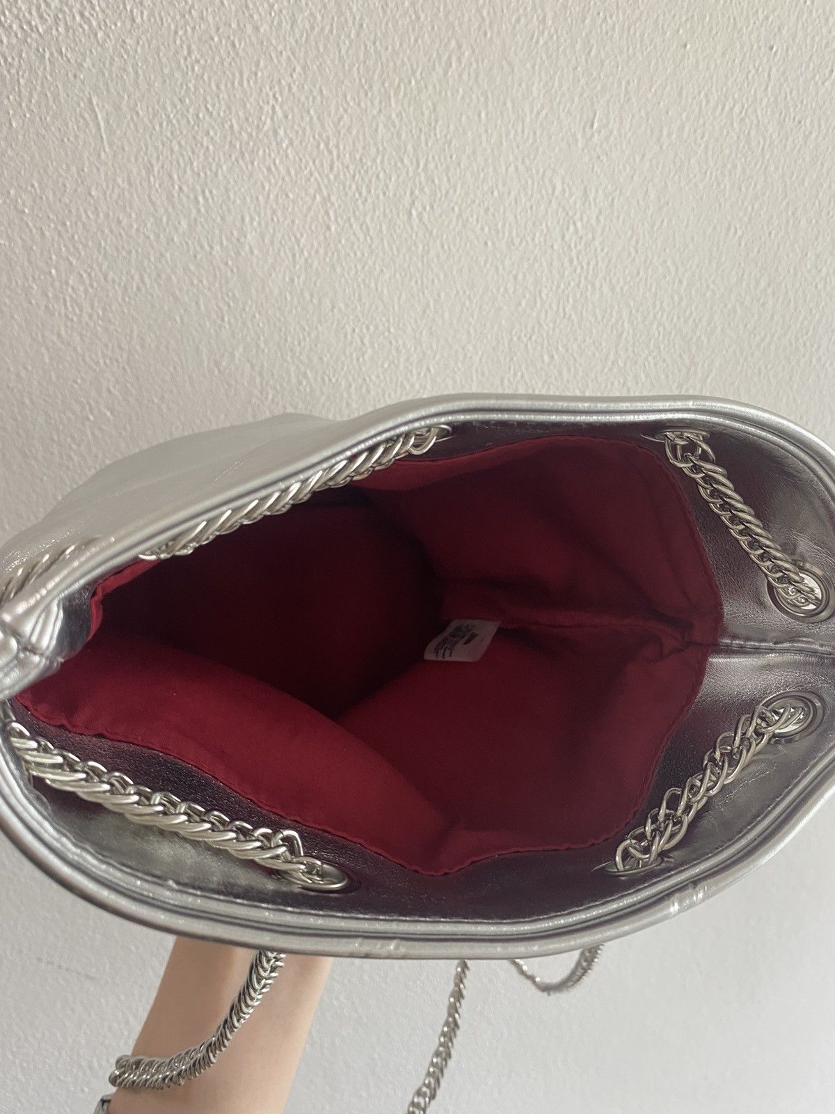 Jean Paul Gaultier RARE Jean Paul Gaultier Vegan Leather Silver Bucket Bag Size ONE SIZE - 6 Thumbnail