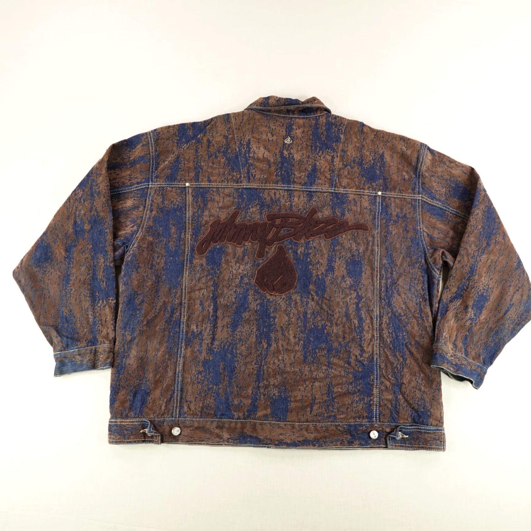 Denime VINTAGE Johnny Blaze Denim Jacket Men 2XL Brown Casual Hip Hop 90s Size US 39 - 7 Thumbnail