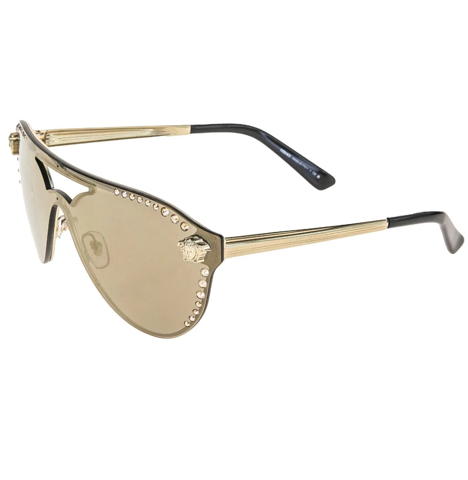 Versace VERSACE VE2161 GLAM Crystal Stud 2161 Aviator Sunglasses Size ONE SIZE - 4 Thumbnail