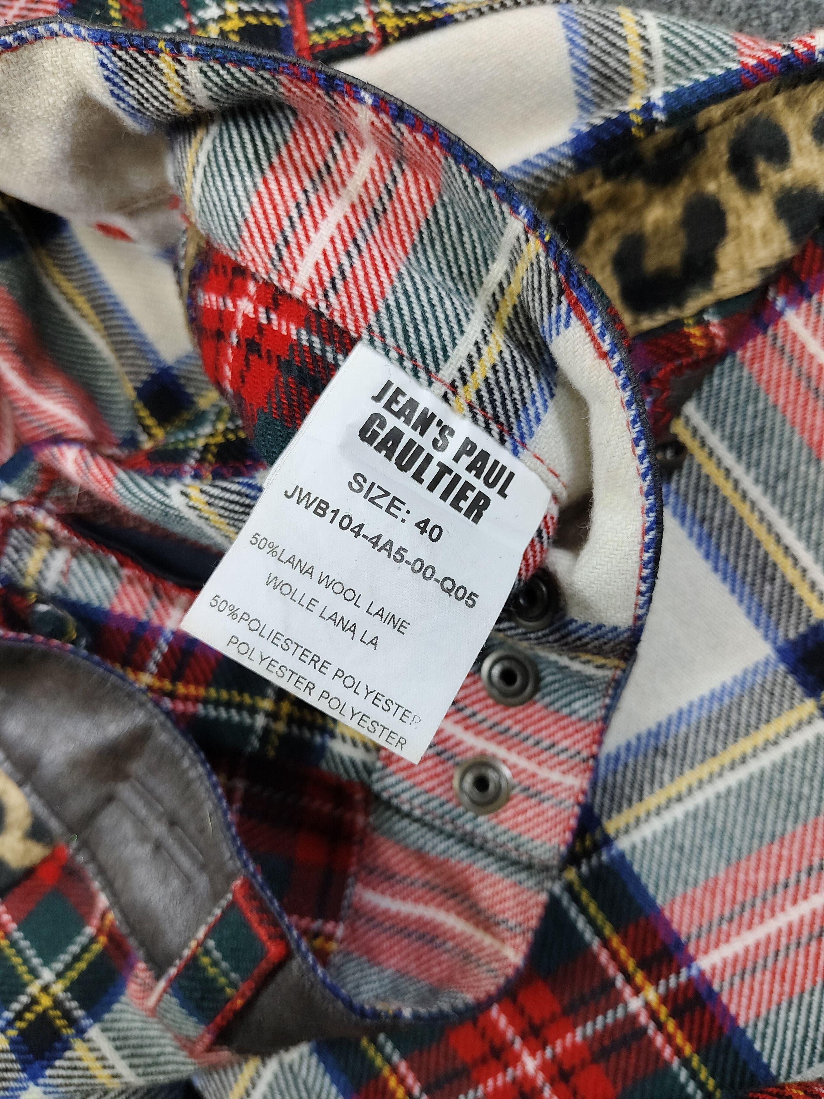 Jean Paul Gaultier 00s JPG❤️‍🔥Plaid Leopard Hybrid Glam Rock Punk Statment Size 29" - 8 Thumbnail