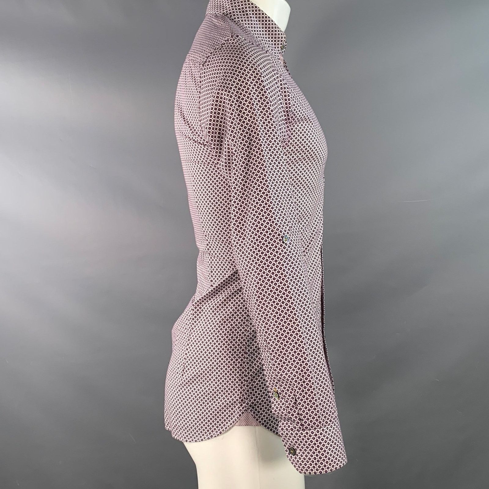 Ted Baker Nugate Burgundy White Abstract Floral Cotton Long Sleeve Size US XS / EU 42 / 0 - 4 Thumbnail
